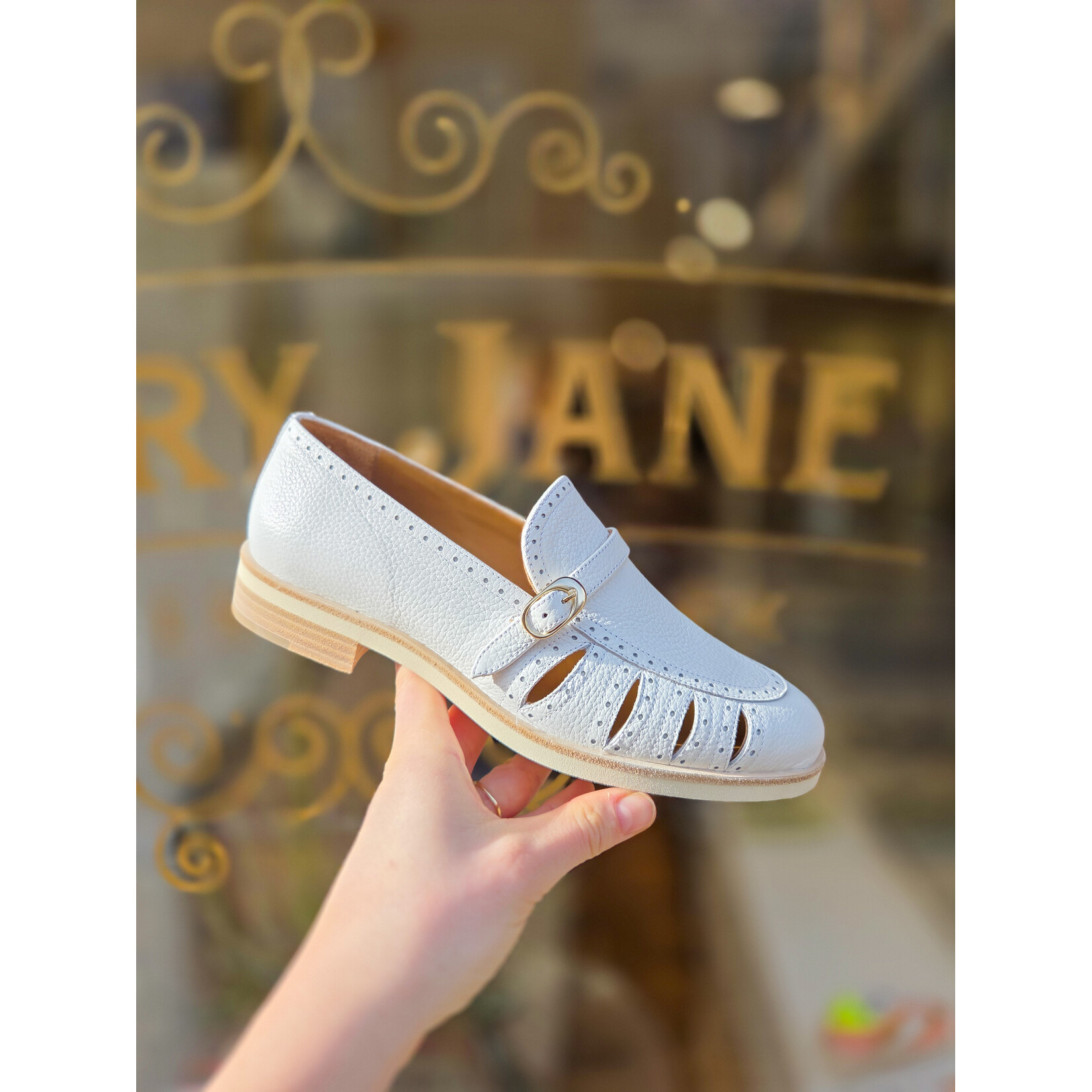 Pertini instapper gesp leren loafer ABBOT wit