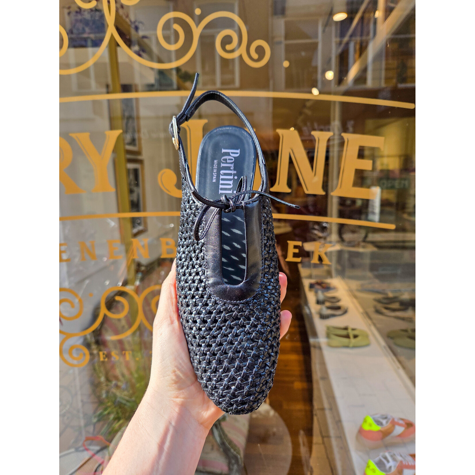 Pertini leren slingback gevlochten NAJU zwart