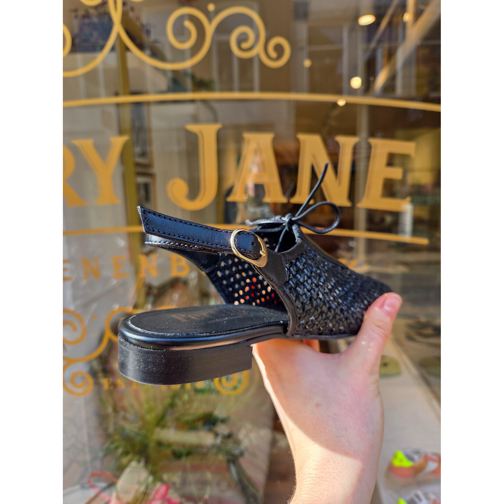 Pertini leren slingback gevlochten NAJU zwart