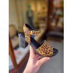 Ten Points leren sandaal klomp AMALIA panter