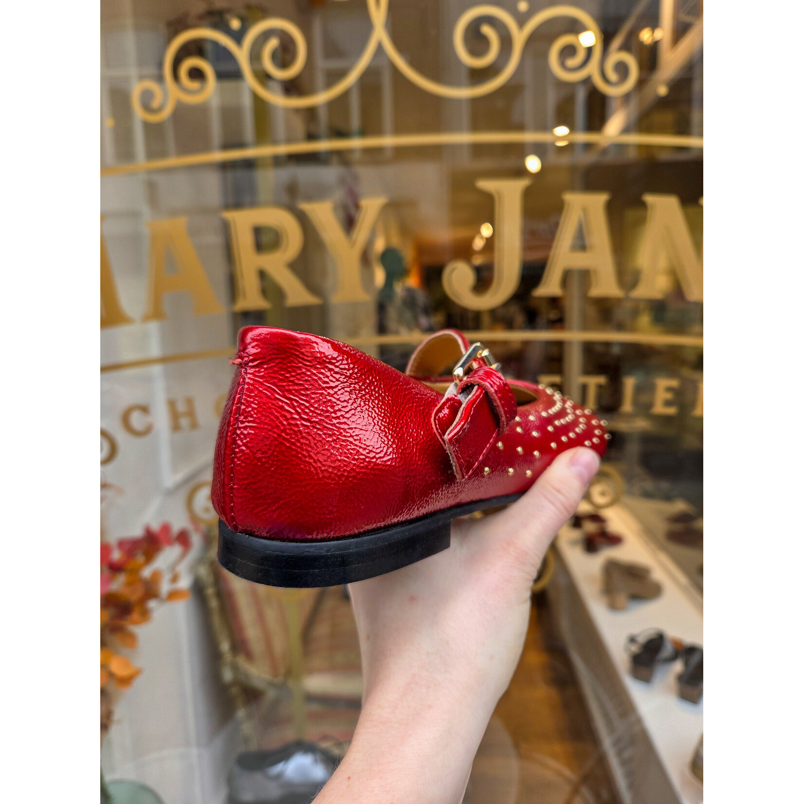 MJUS leren instapper ballerina gesp ROSSO rood