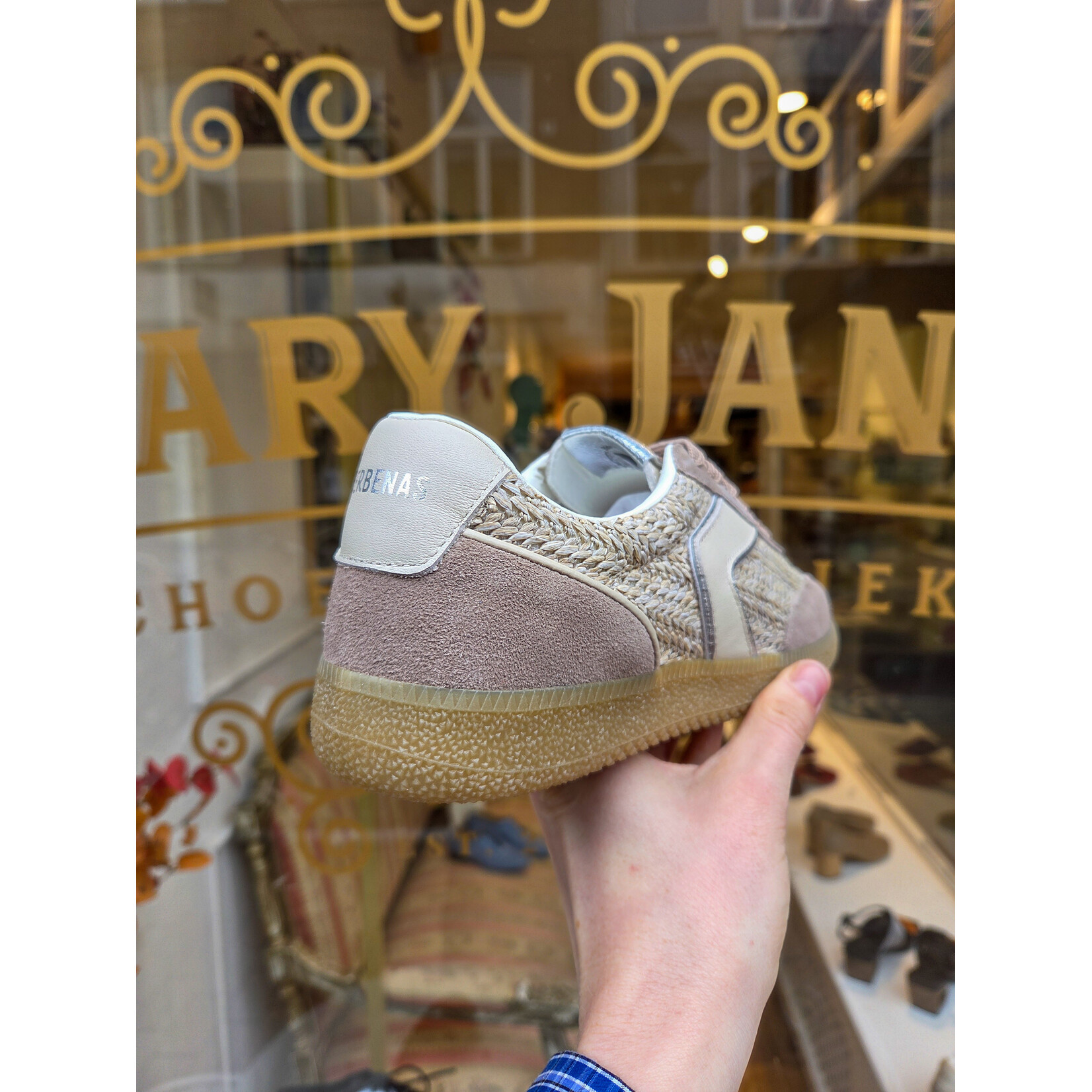 Verbenas leren sneaker SOUND beige/grijs