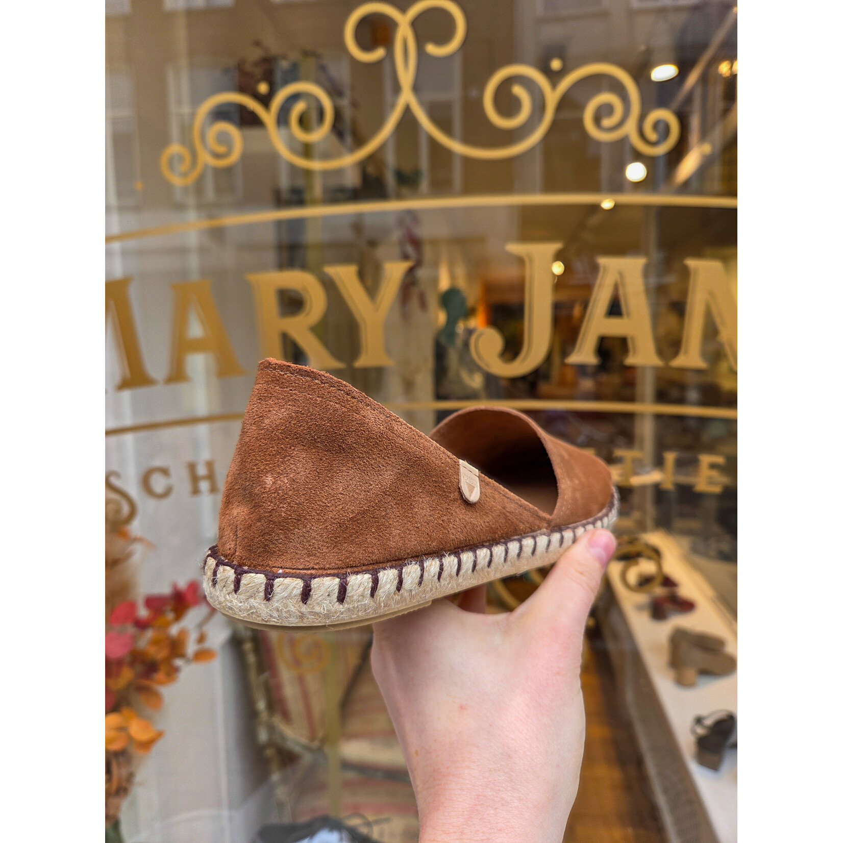 Verbenas leren instapper espadrille CARMEN bruin