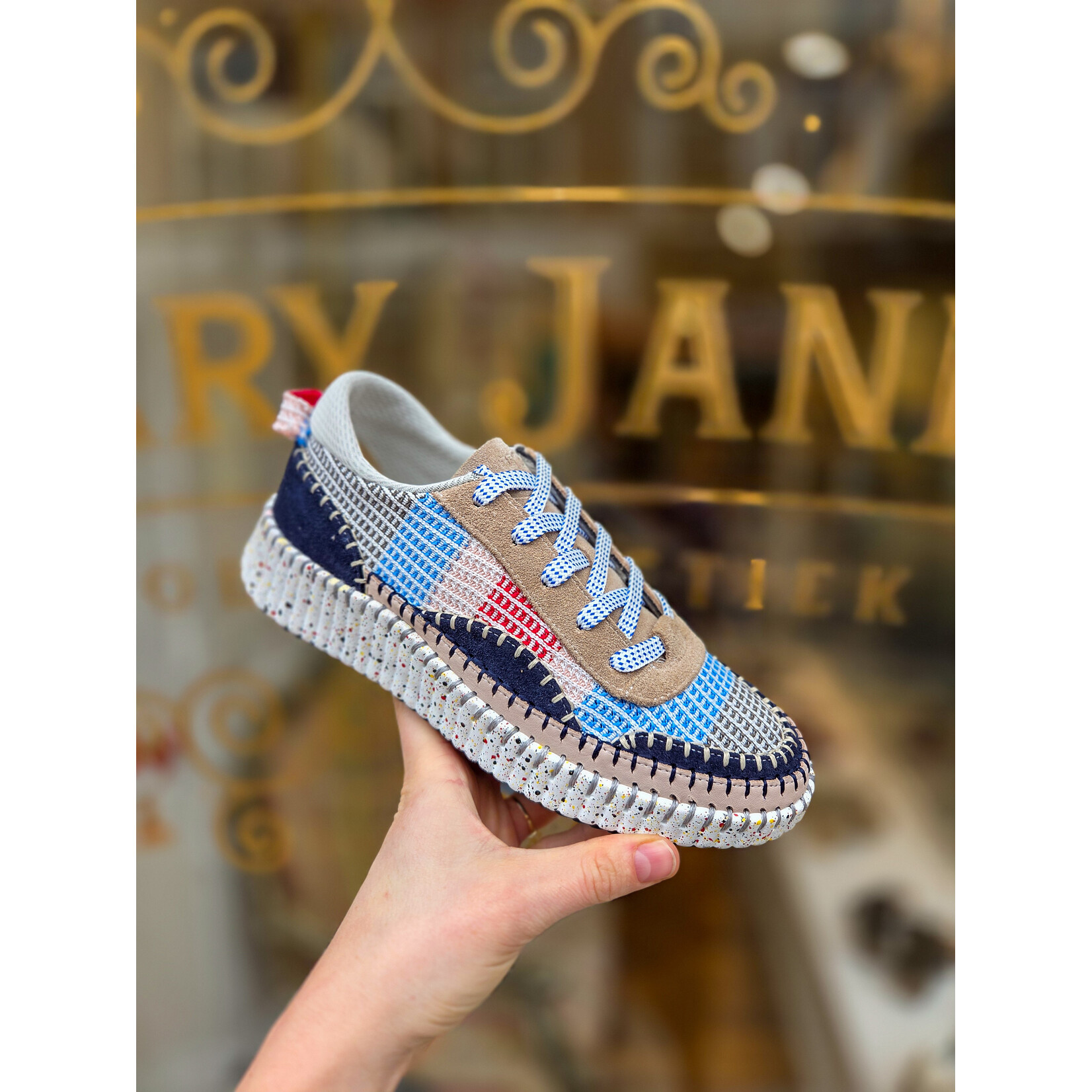 Hello Comfort Hello Comfort woven sneaker ATLANTA blauw multi