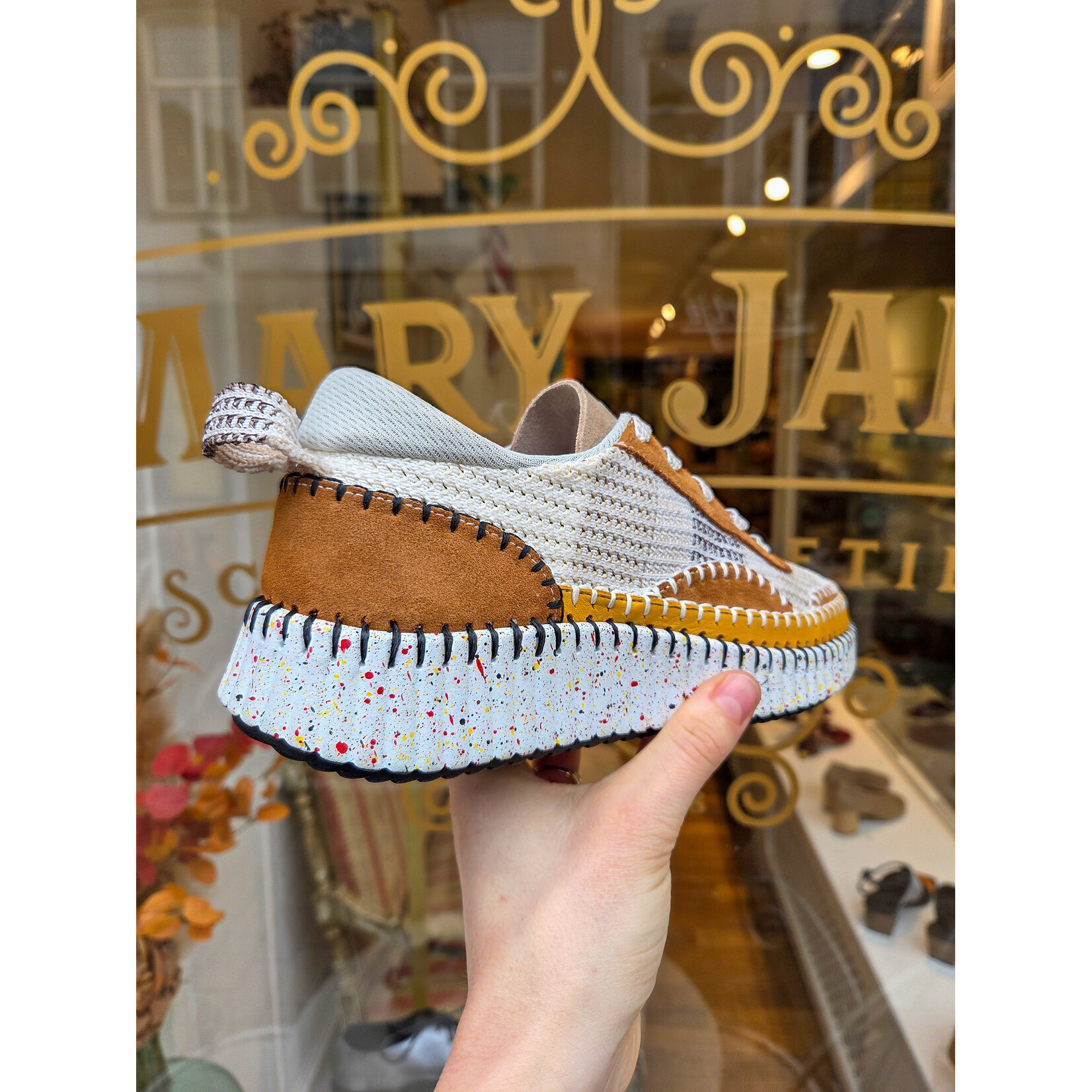 Hello Comfort Hello Comfort woven sneaker ALMOND bruin/creme