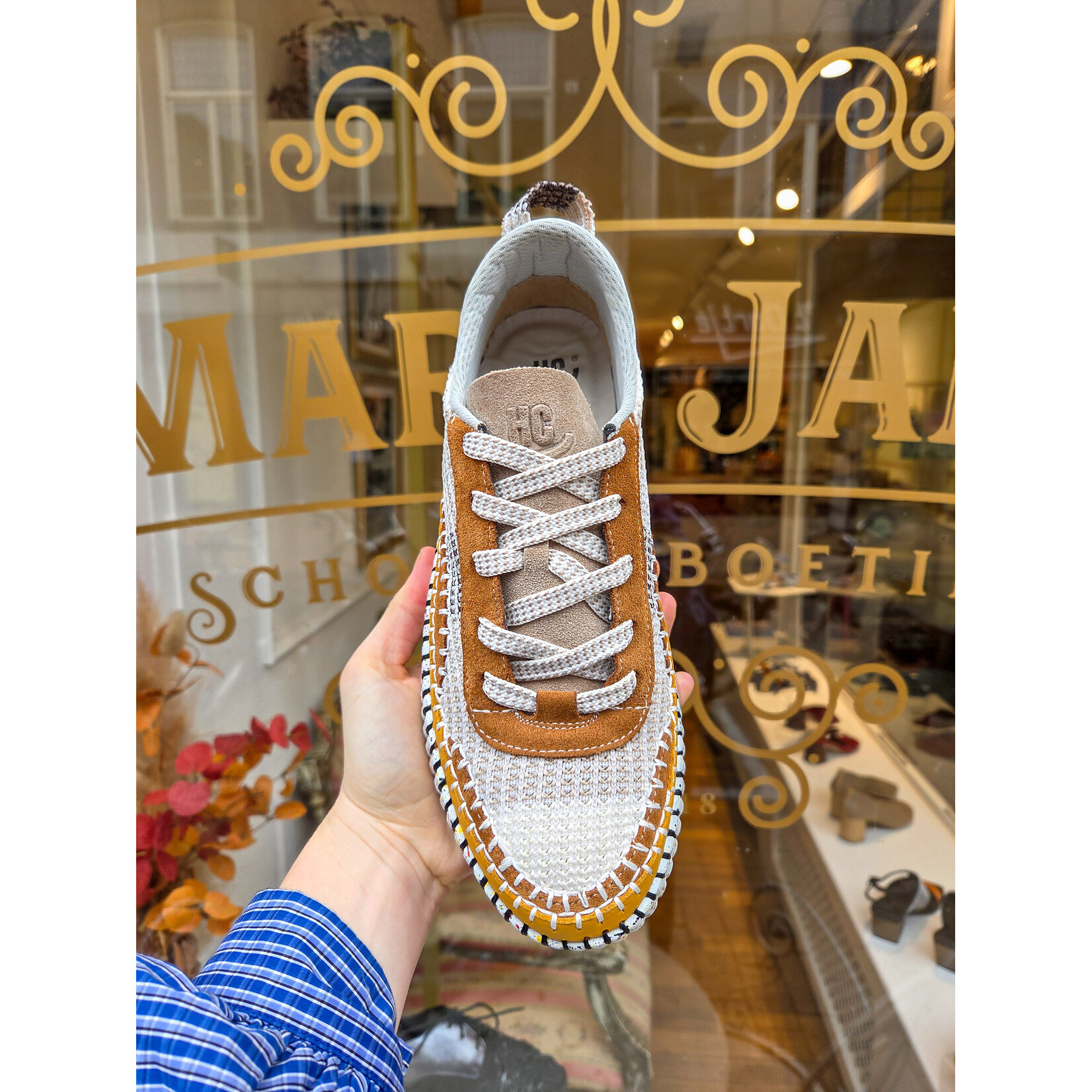 Hello Comfort Hello Comfort woven sneaker ALMOND bruin/creme