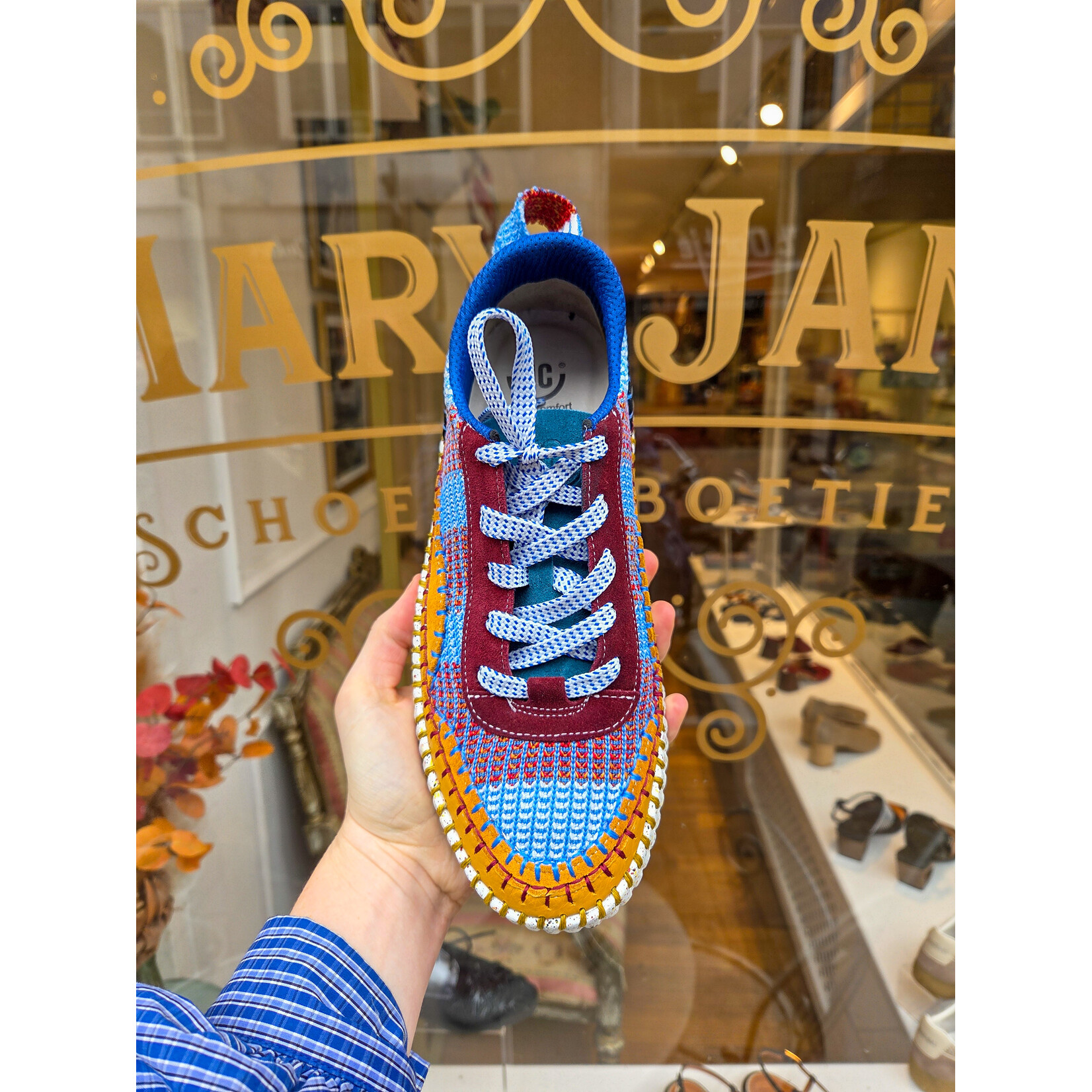 Hello Comfort Hello Comfort woven sneaker BLUE blauw/geel