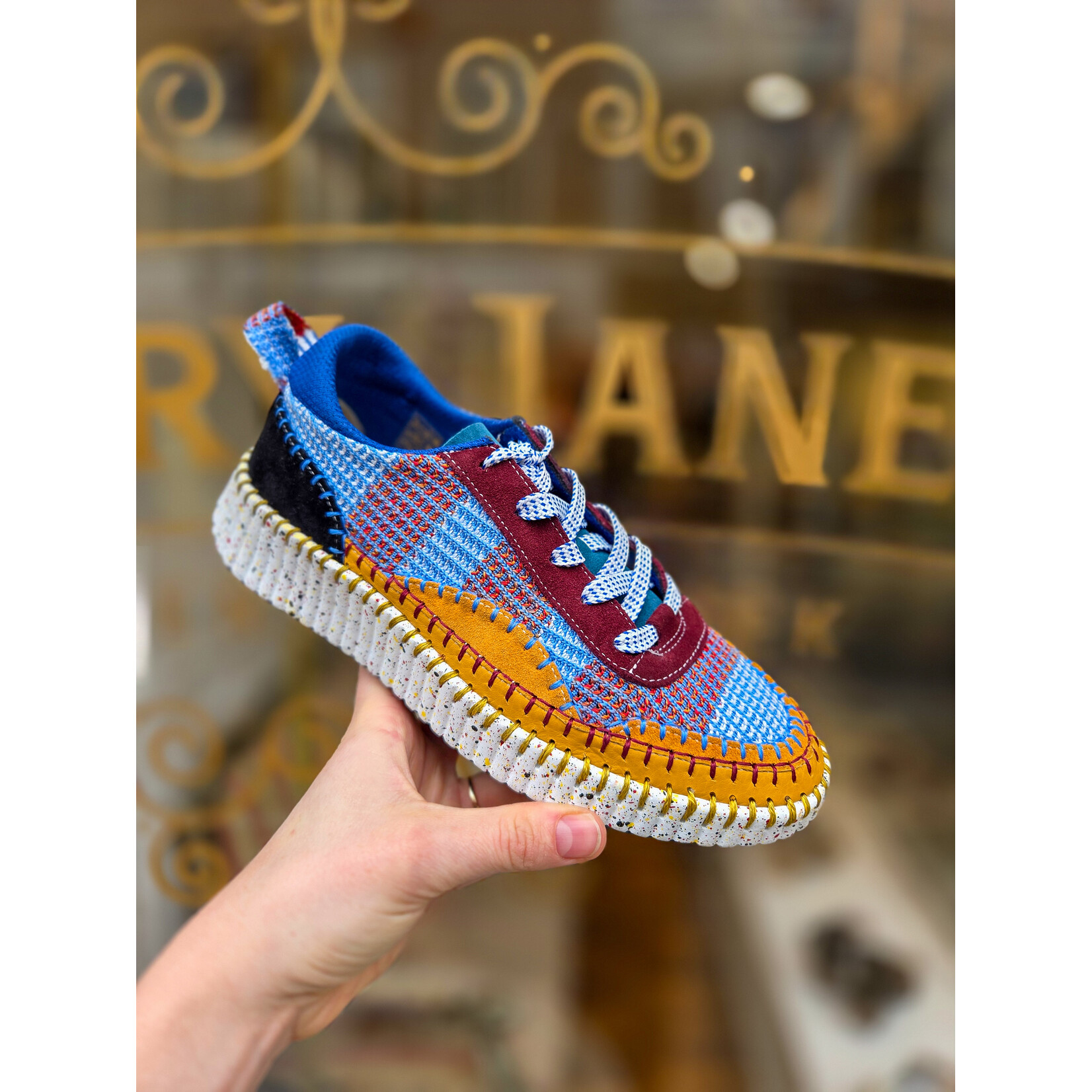 Hello Comfort Hello Comfort woven sneaker BLUE blauw/geel