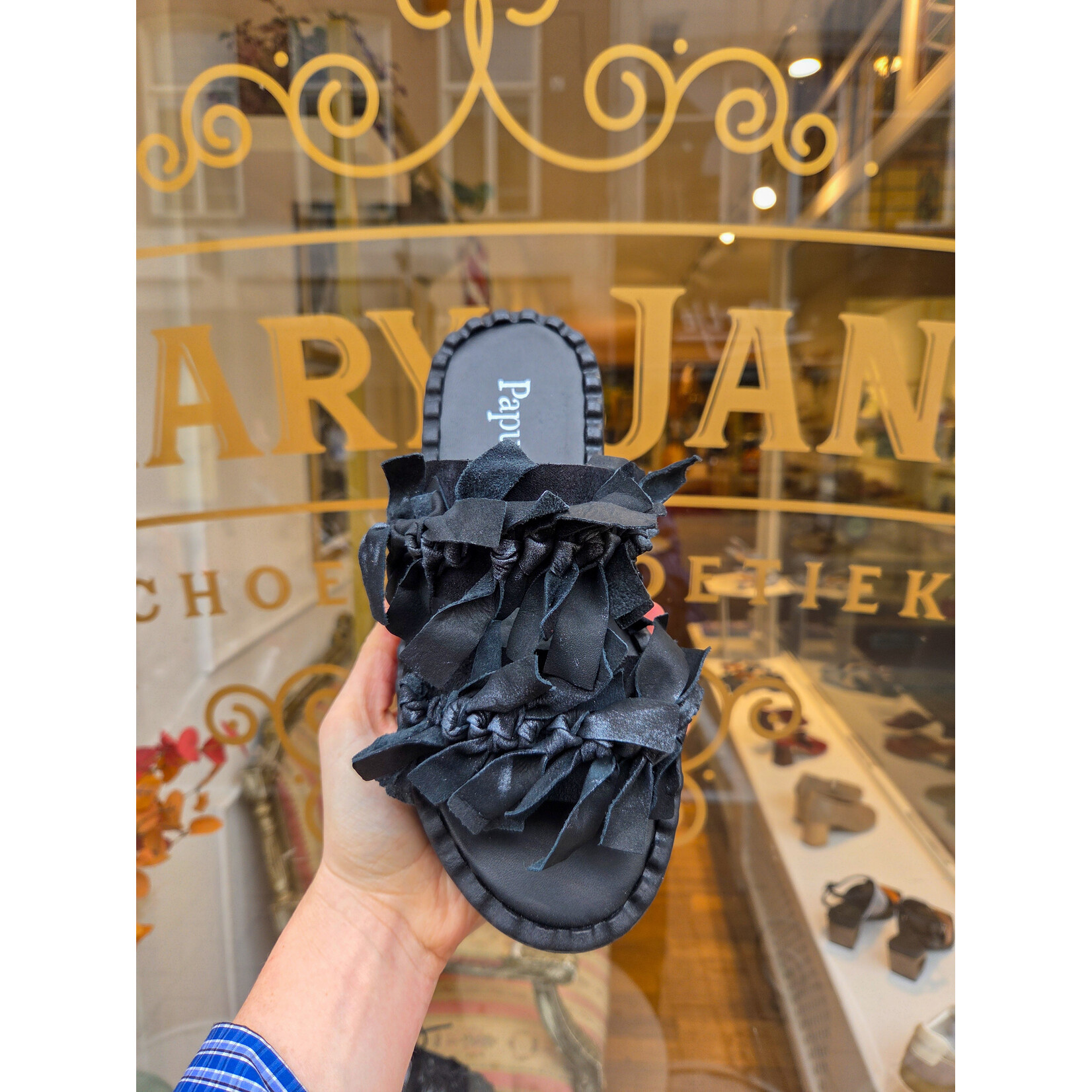 Papucei leren slipper EMBER zwart