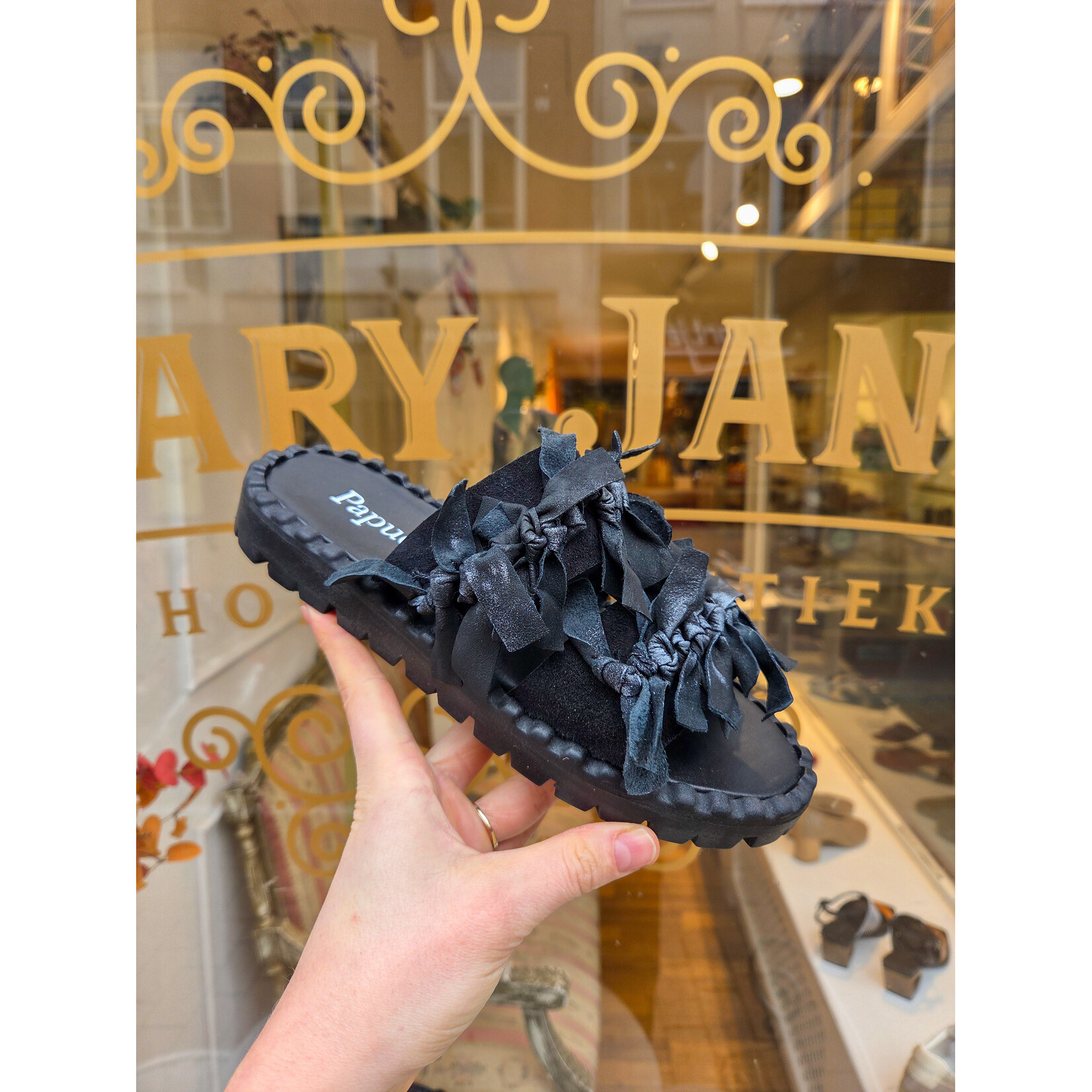 Papucei leren slipper EMBER zwart