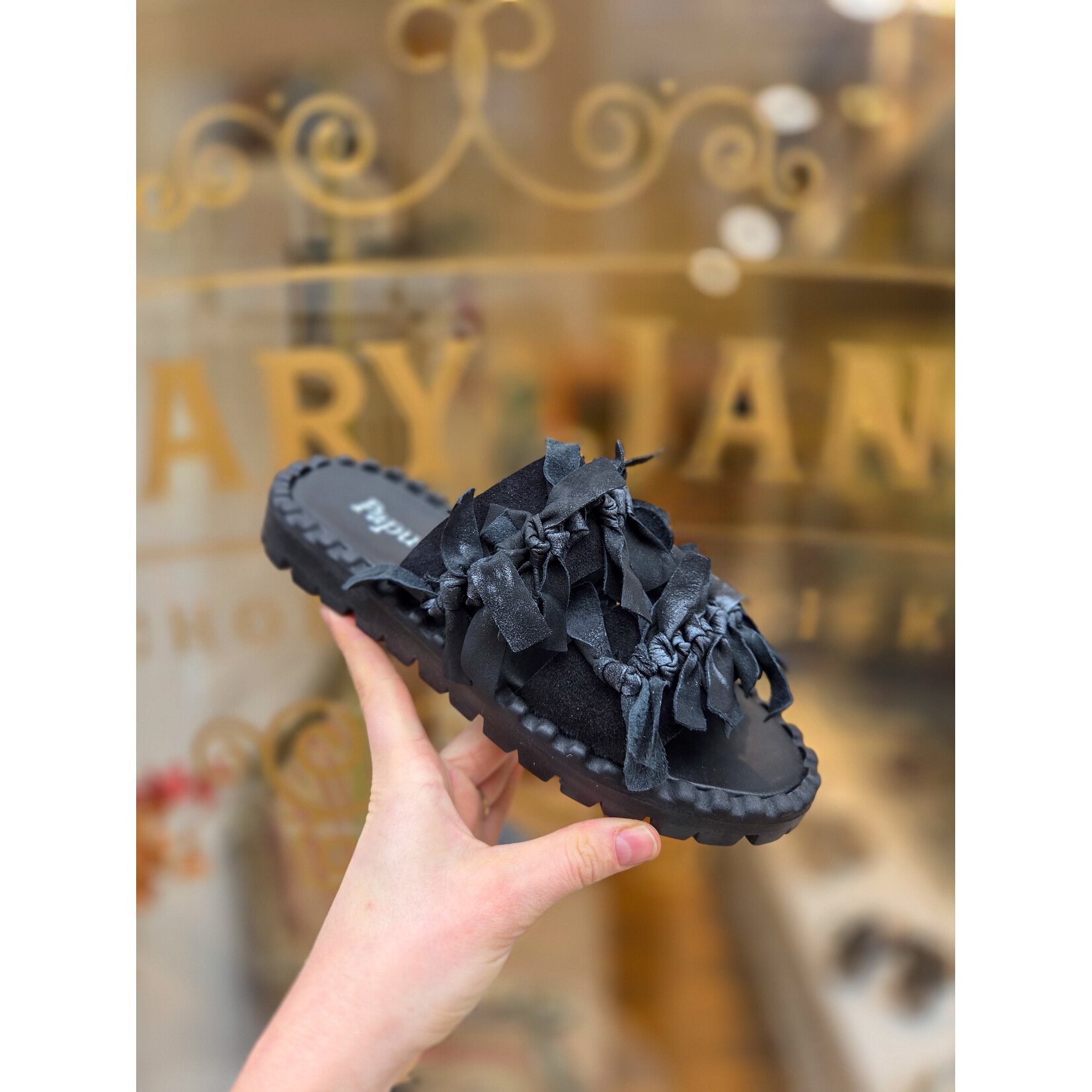 Papucei leren slipper EMBER zwart