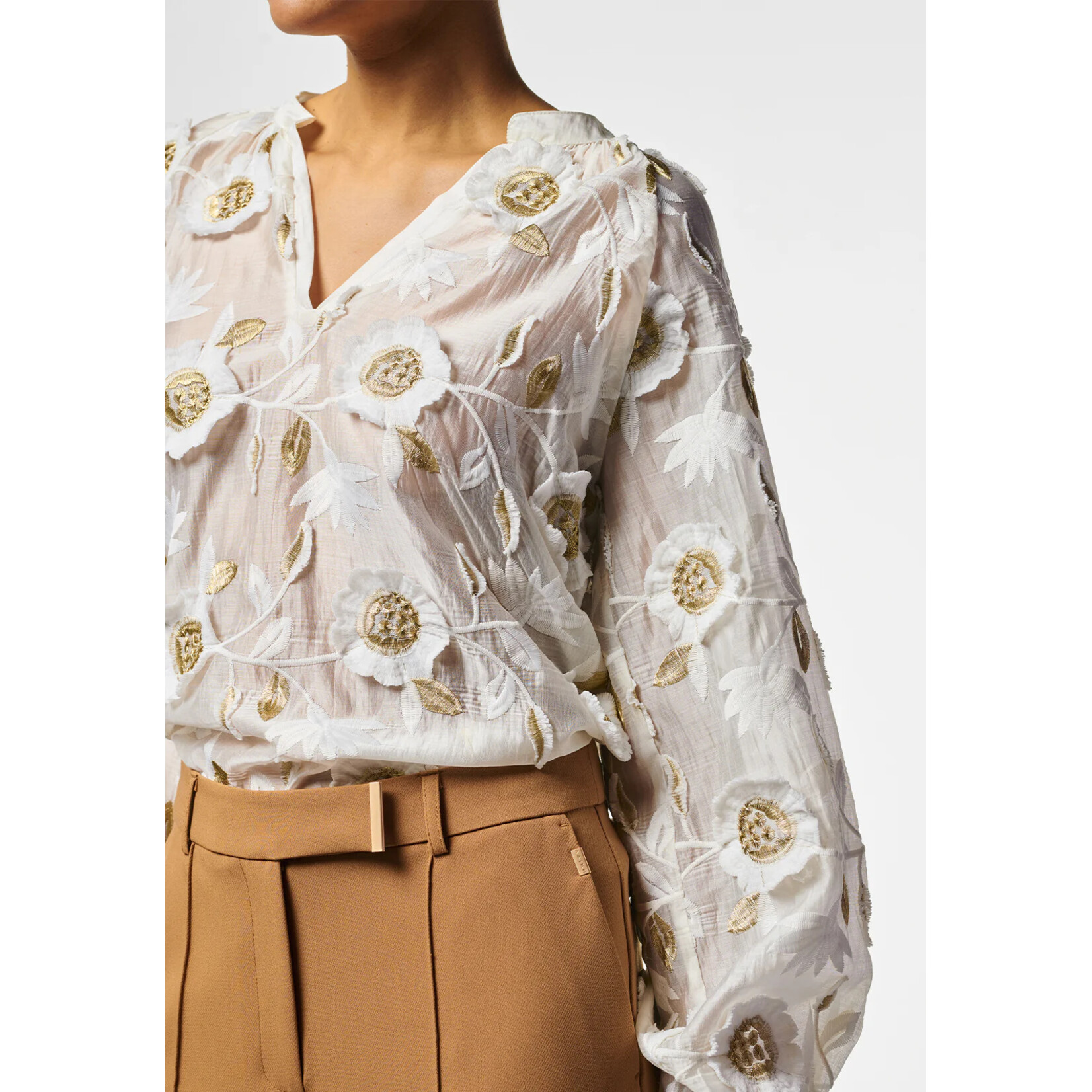 Aaiko blouse bloem ALANZA wit/goud