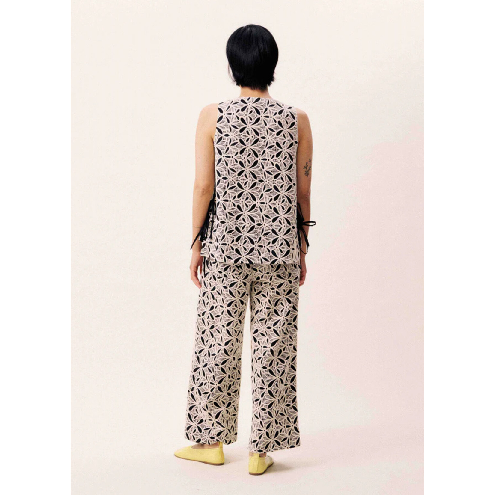 FRNCH FRNCH top set gehaakt bloem NAVAGIO zwart/wit