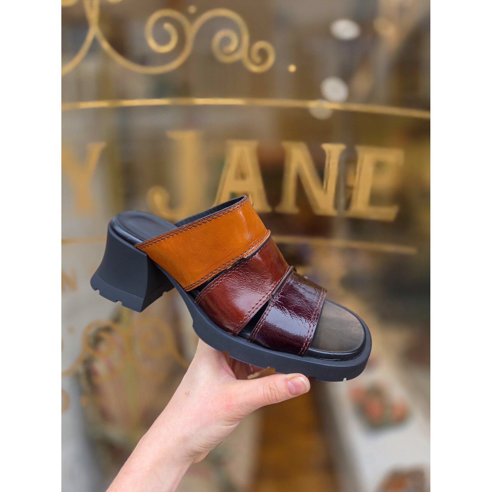 Miista leren JADZIA patchwork sandalen bruin