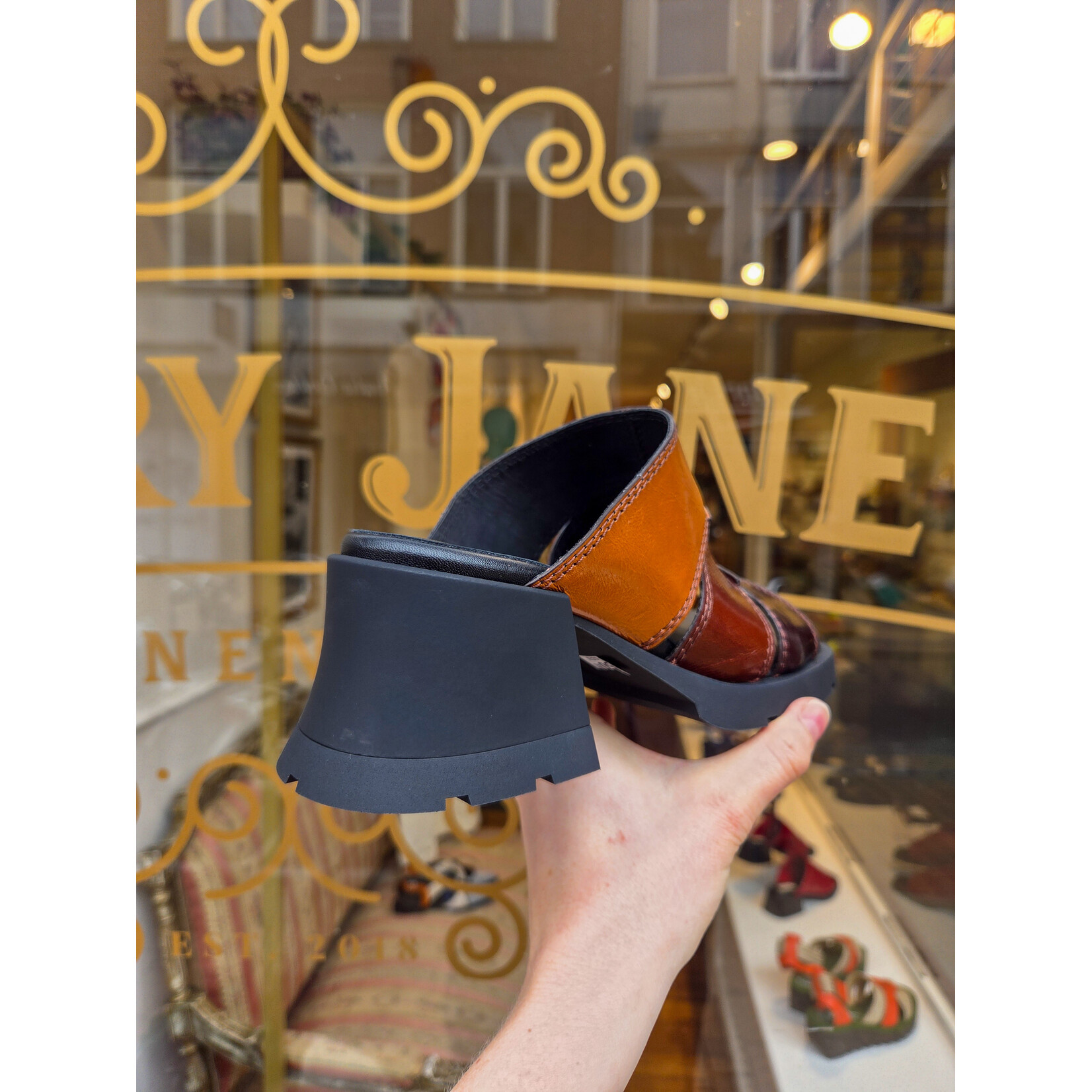 Miista leren JADZIA patchwork sandalen bruin