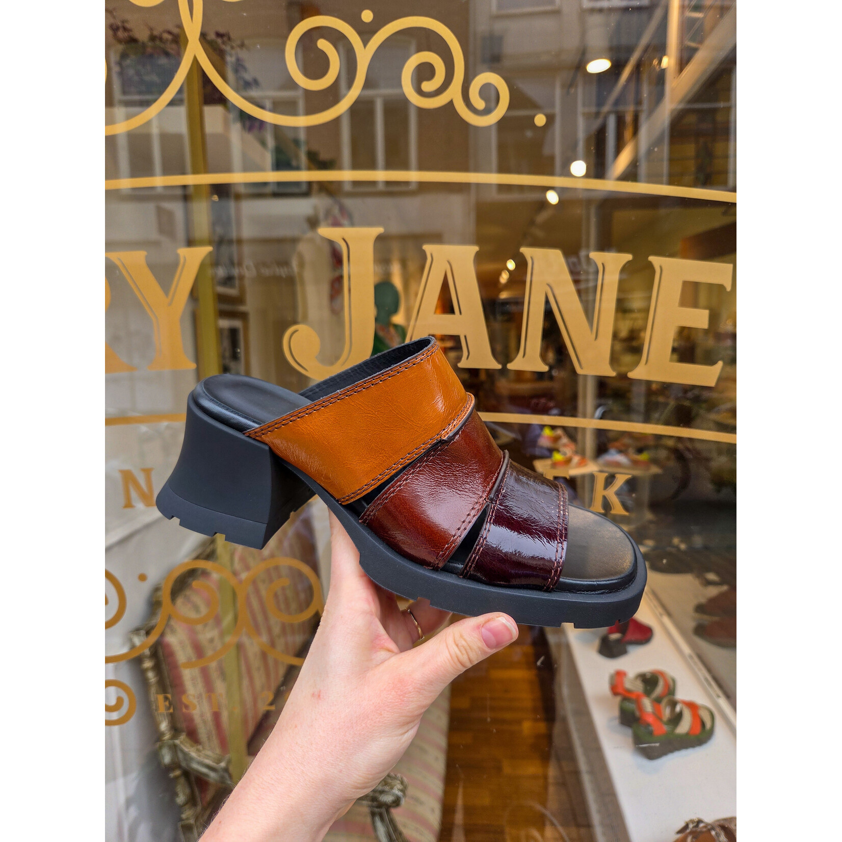 Miista leren JADZIA patchwork sandalen bruin