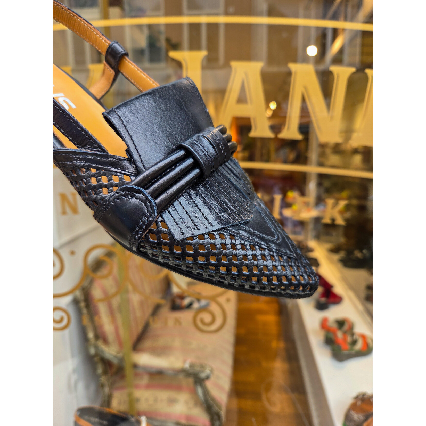 MJUS leren slingback perfo DONNA zwart