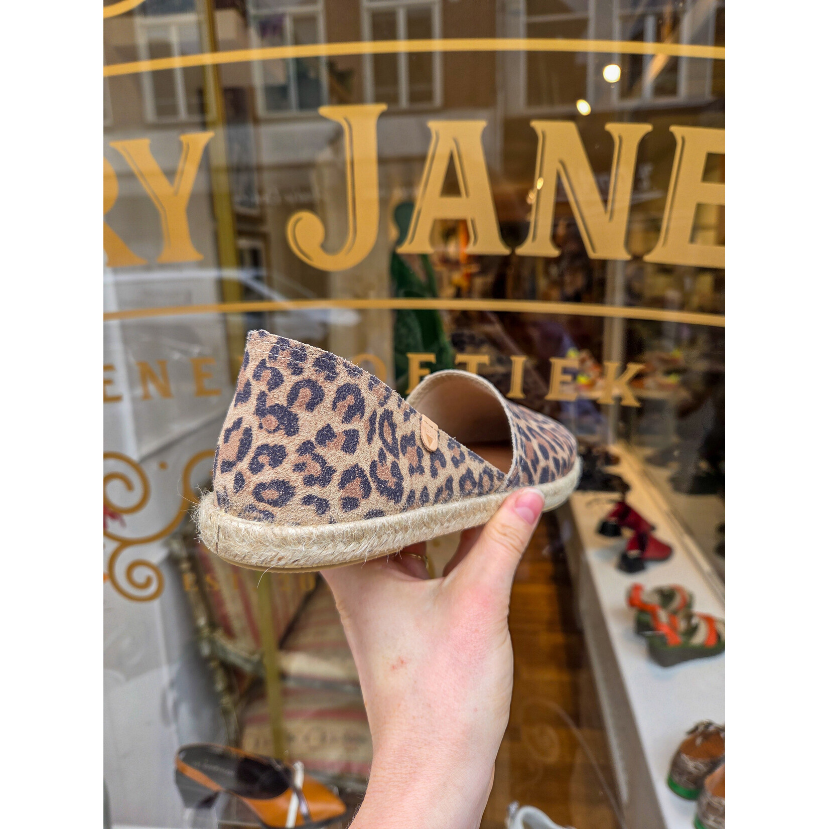 Verbenas leren instapper espadrille CARMEN leoparda