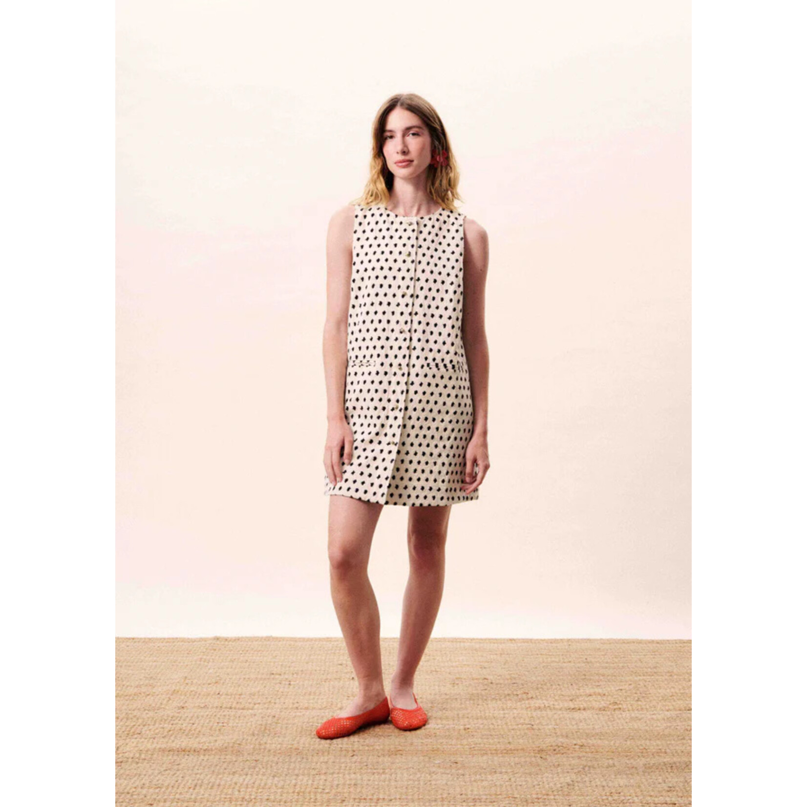 FRNCH FRNCH jurkje dots TAMARINIA sixties wit/zwartSS26 FRNCH jurkje dots TAMARINIA wit/zwart