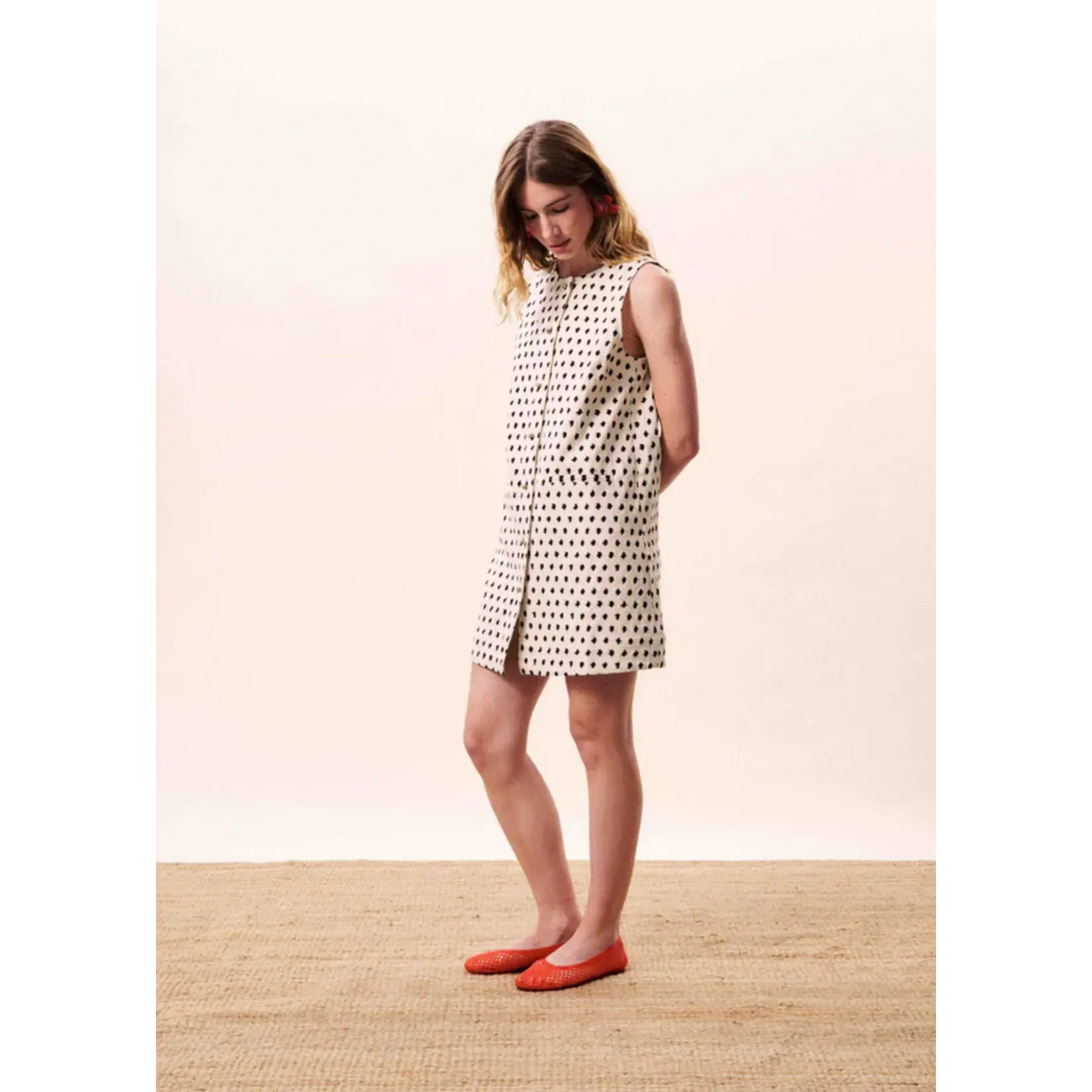 FRNCH FRNCH jurkje dots TAMARINIA sixties wit/zwartSS26 FRNCH jurkje dots TAMARINIA wit/zwart