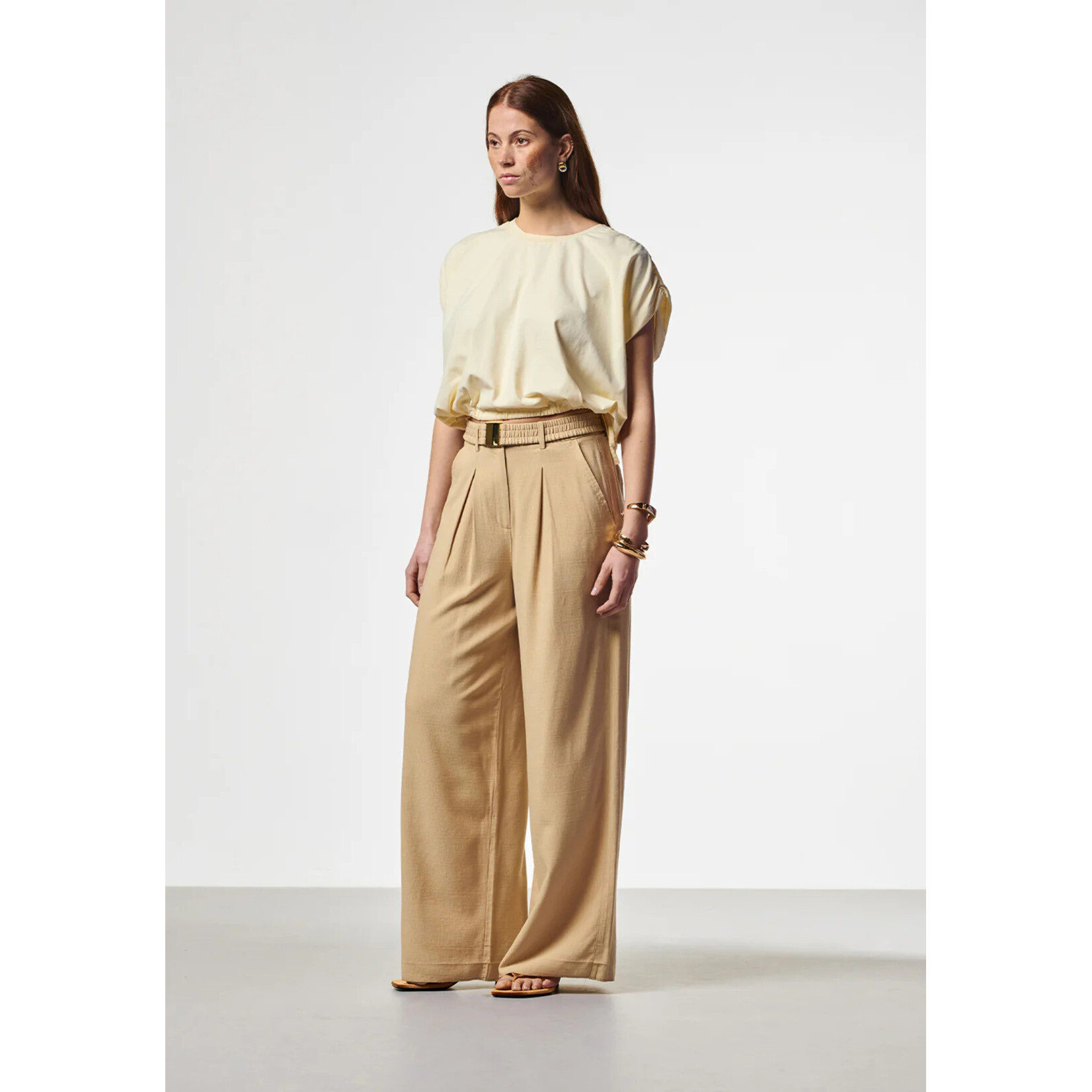 AAIKO broek LOTTY FRINGED RAY zandkleur