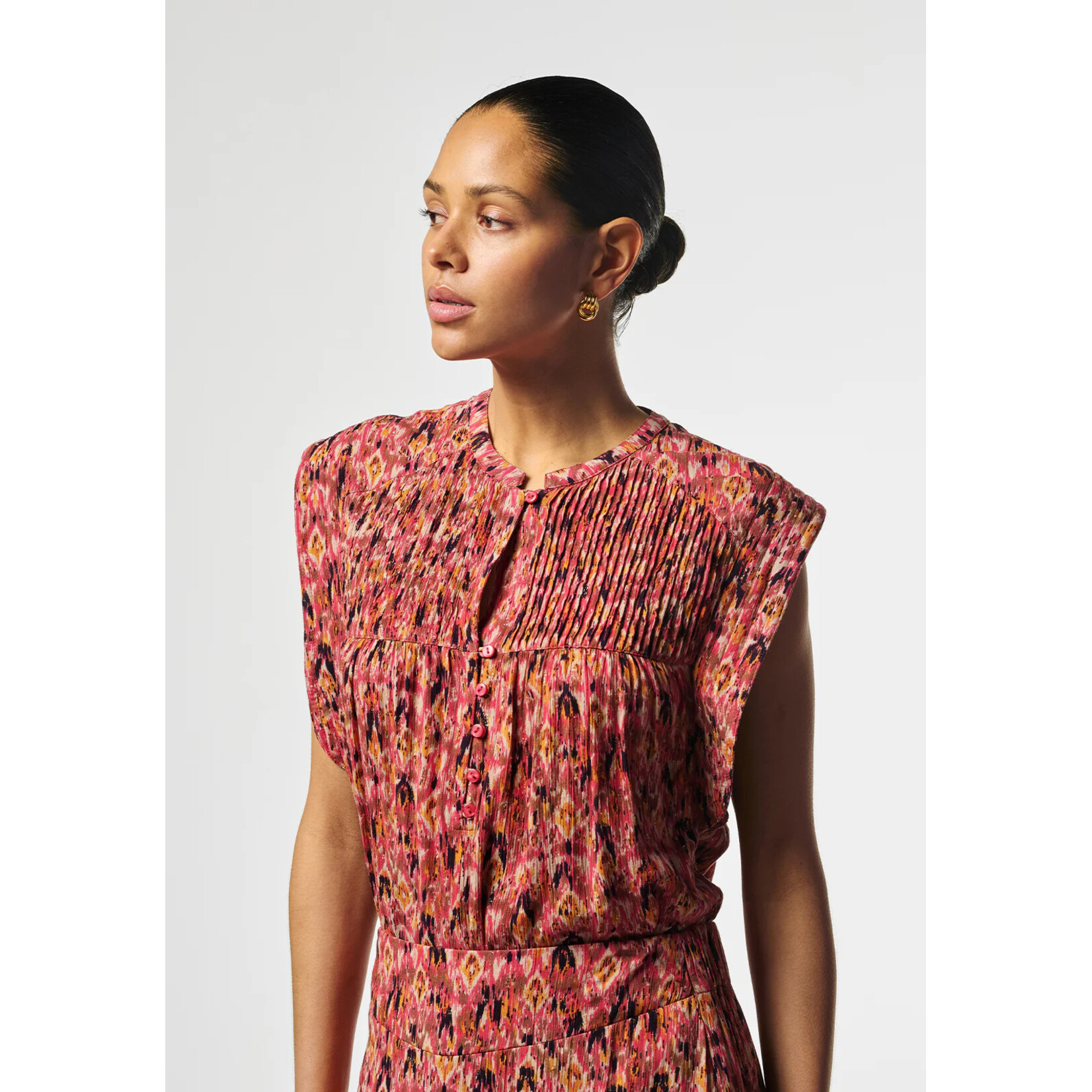 AAIKO blouse SANDRA IKAT hibiscus red