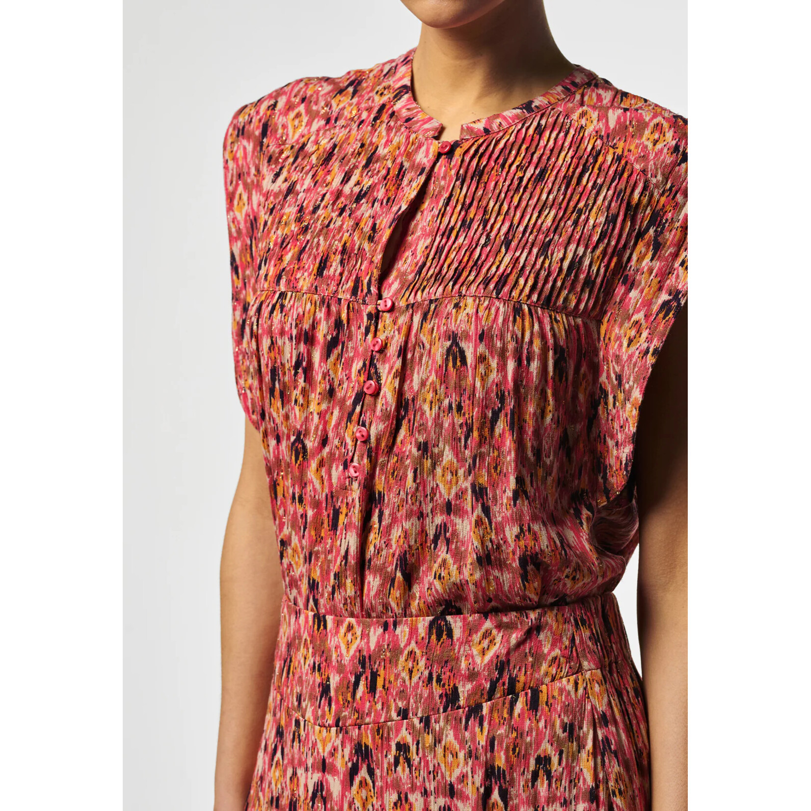 AAIKO blouse SANDRA IKAT hibiscus red