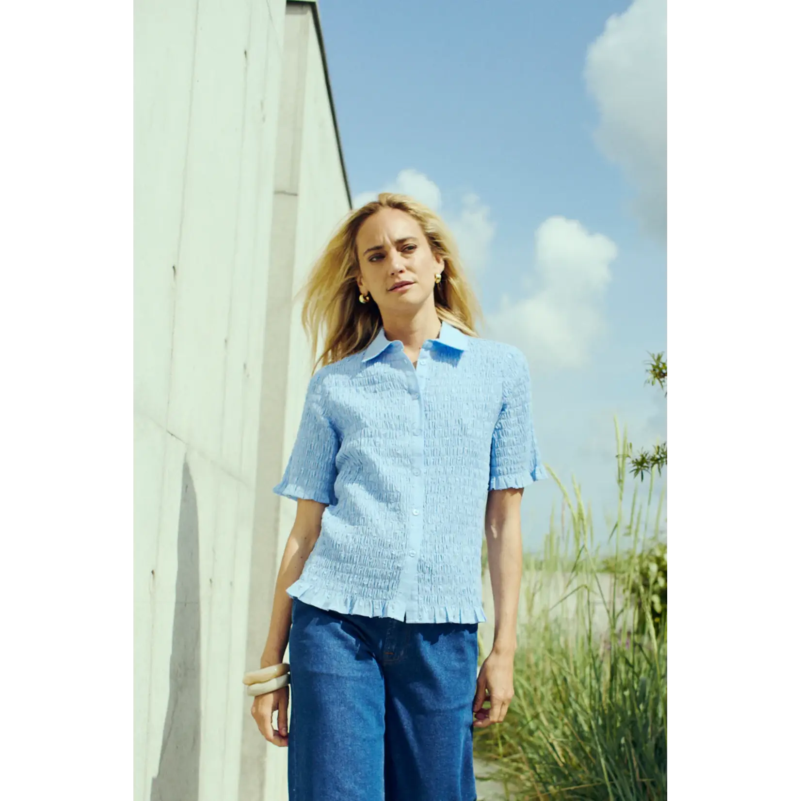 Pieszak Pieszak top CALA smock shirt blauw