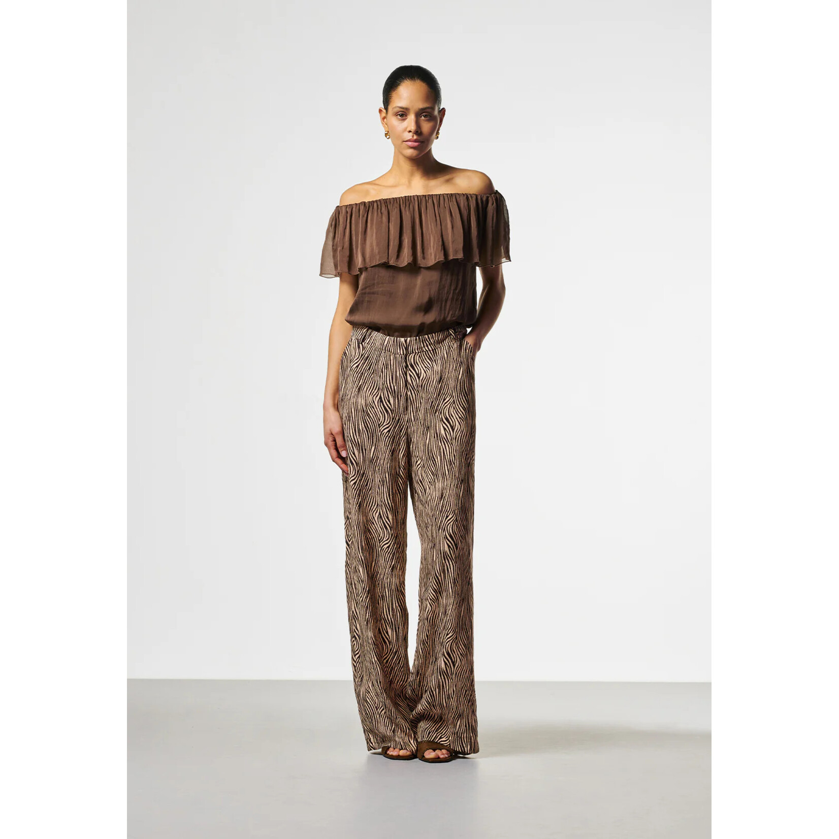 Aaiko broek viscose CECILIA ZEBRA bruin