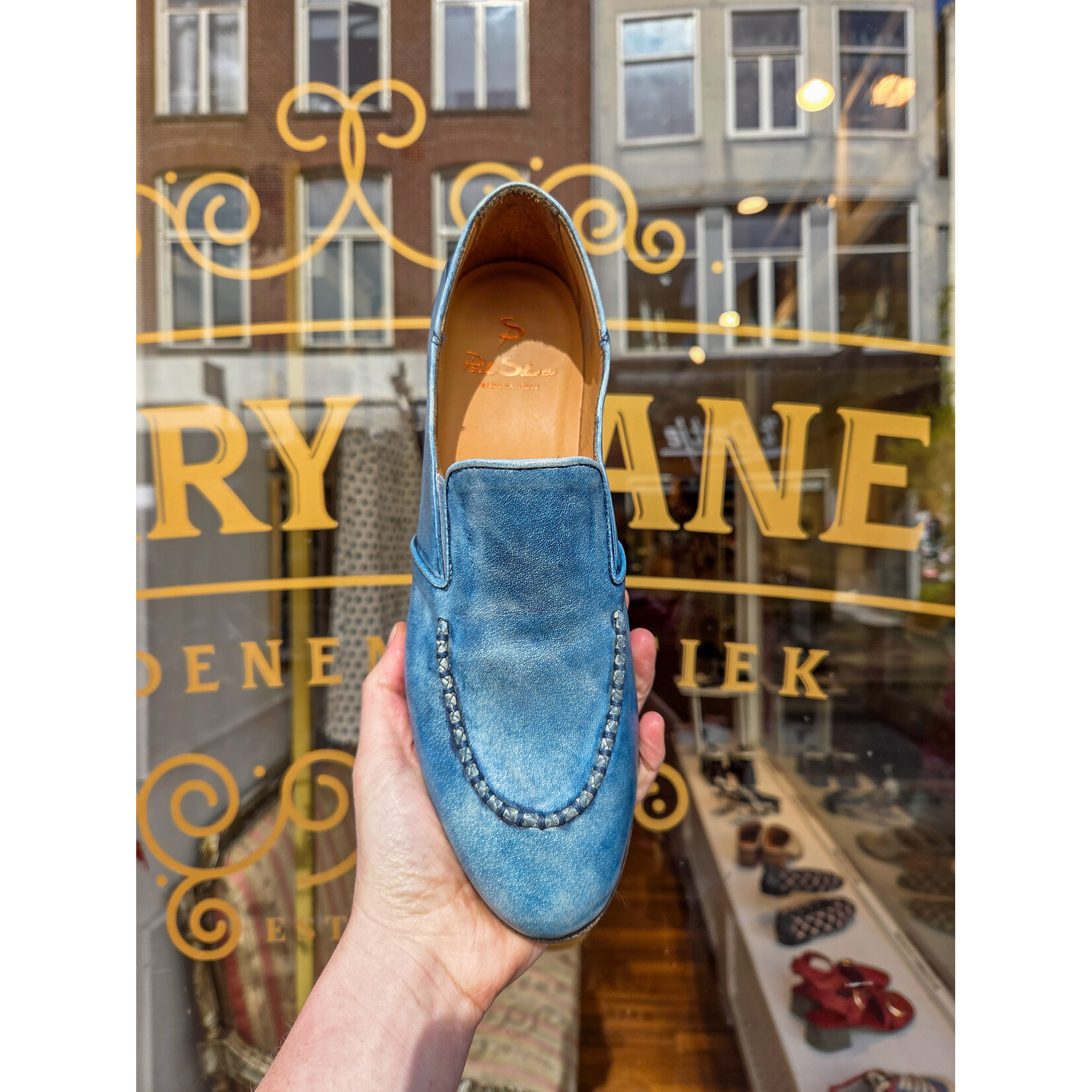 Paul Silence leren handgemaakte loafer DB08 blauw