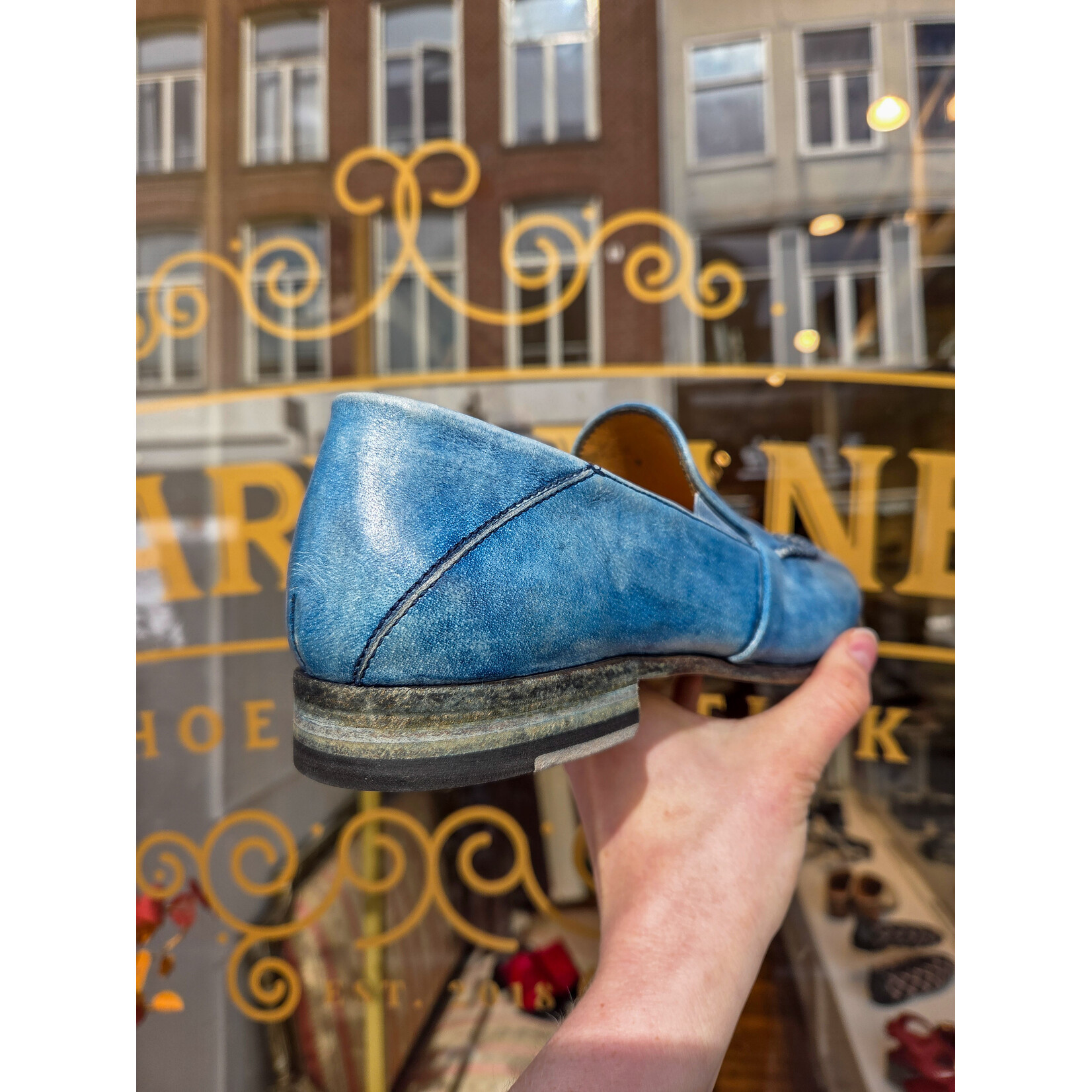 Paul Silence leren handgemaakte loafer DB08 blauw