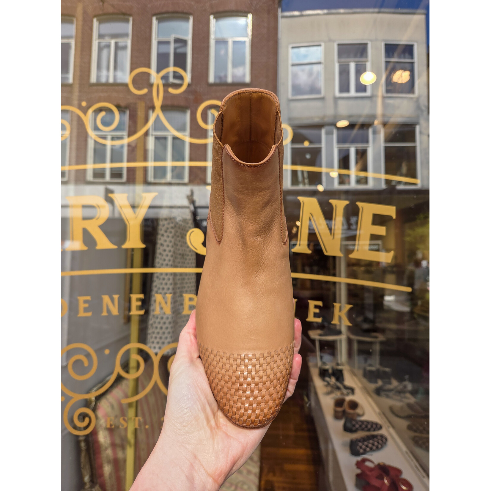 Paul Silence leren handgemaakte gevlochten enkellaarsje DB21 bruin