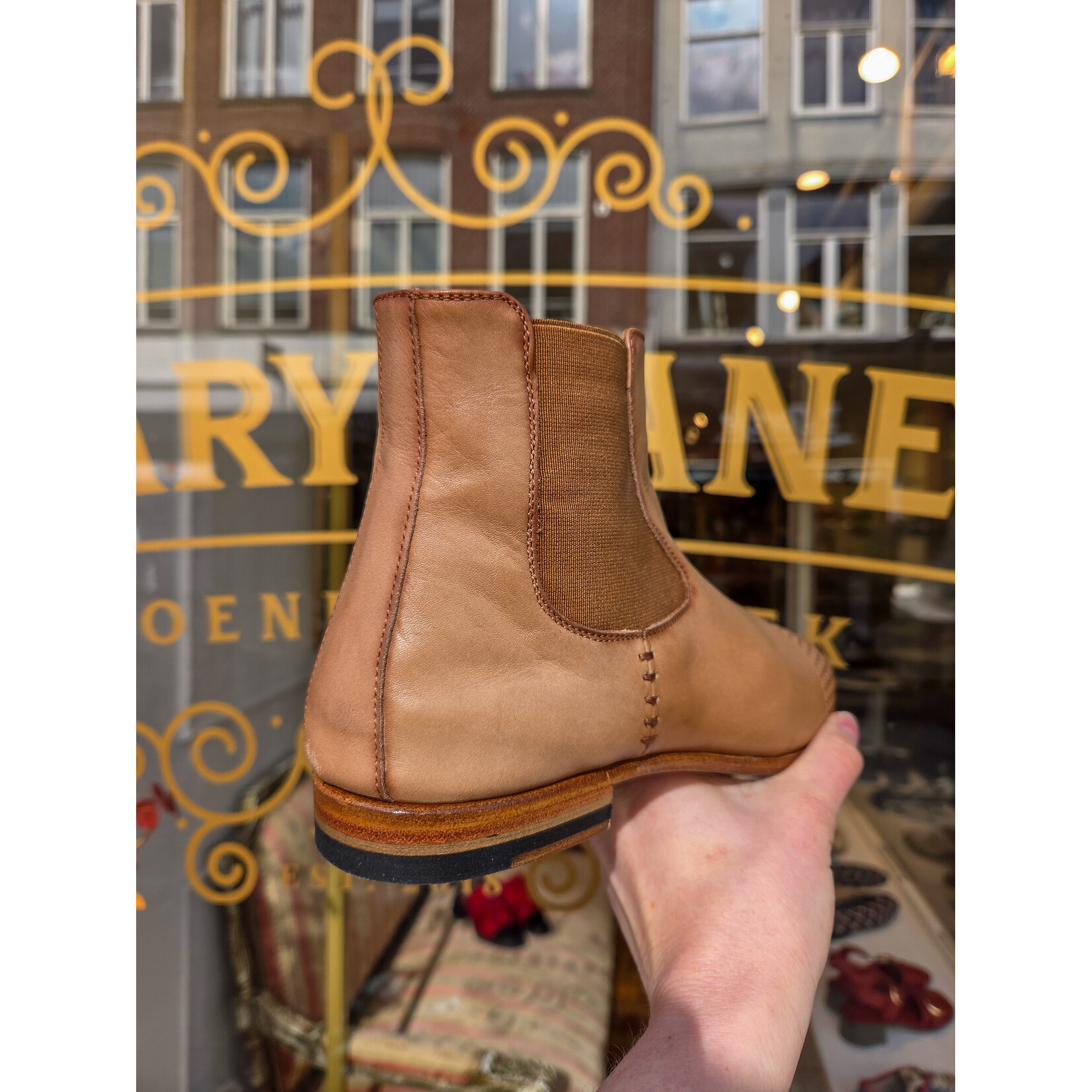 Paul Silence leren handgemaakte gevlochten enkellaarsje DB21 bruin