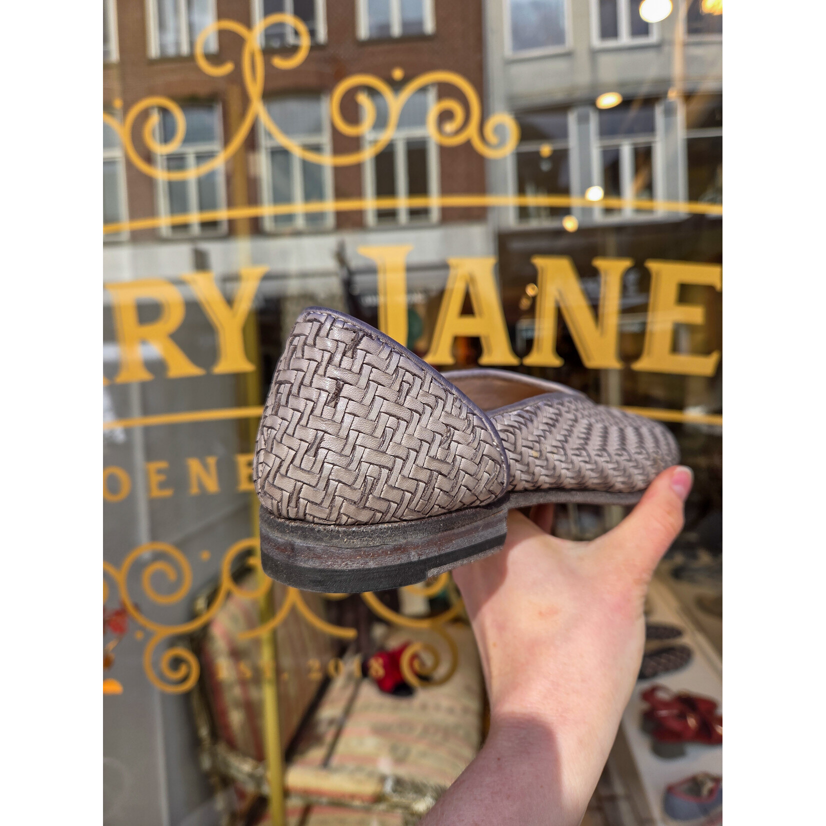 Paul Silence leren handgemaakte gevlochten instapper DB20 blauw