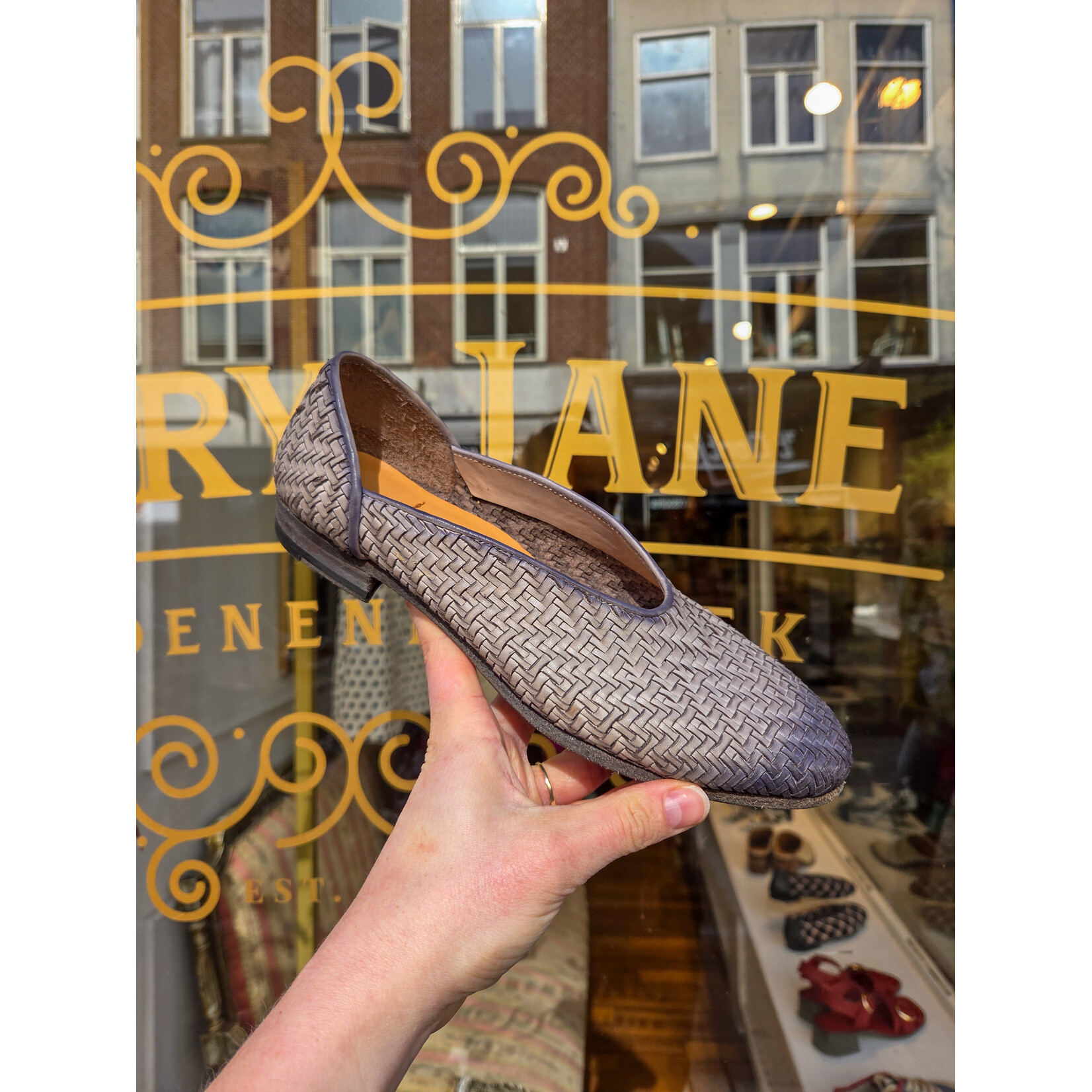 Paul Silence leren handgemaakte gevlochten instapper DB20 blauw