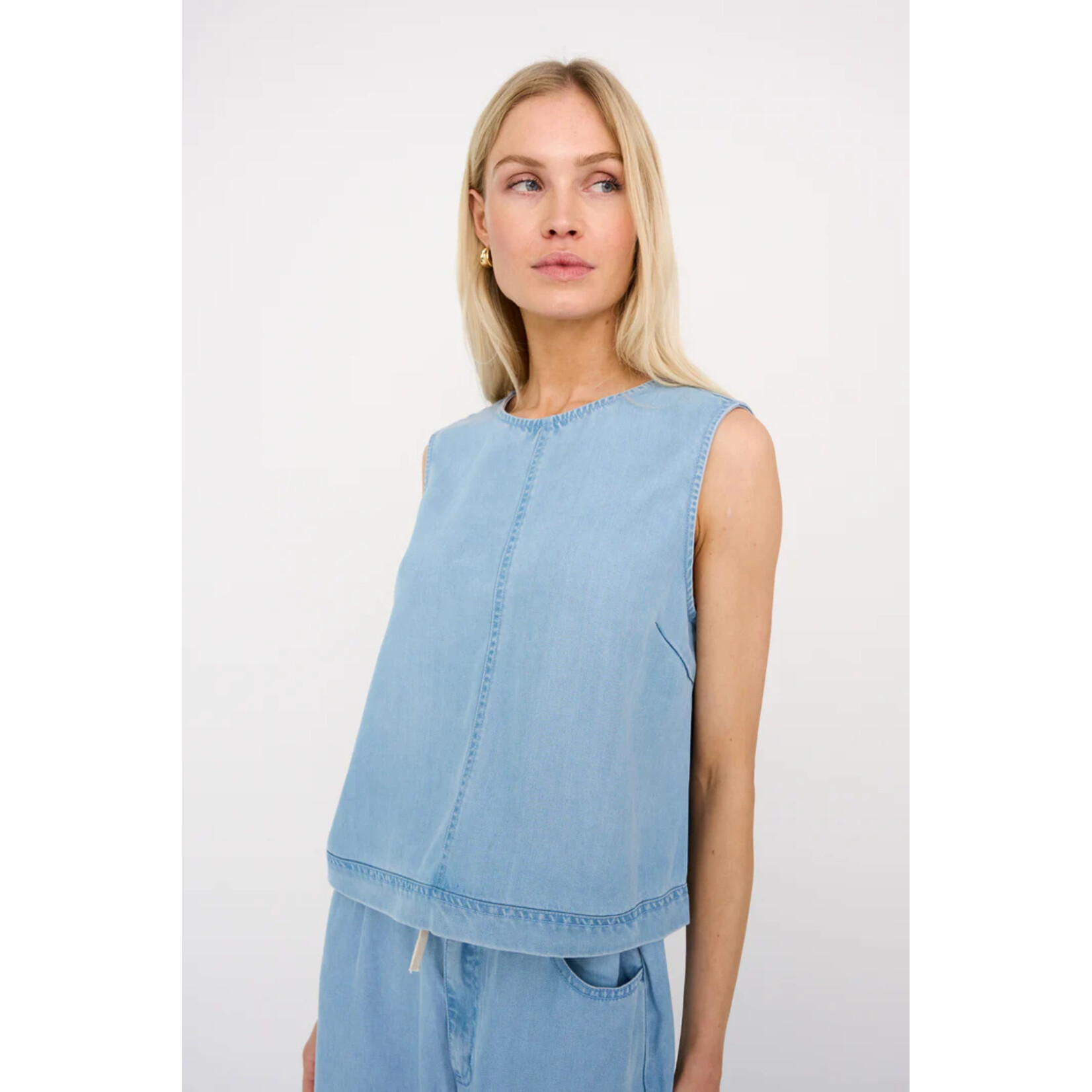 Pieszak Pieszak denim top DREA waves blue