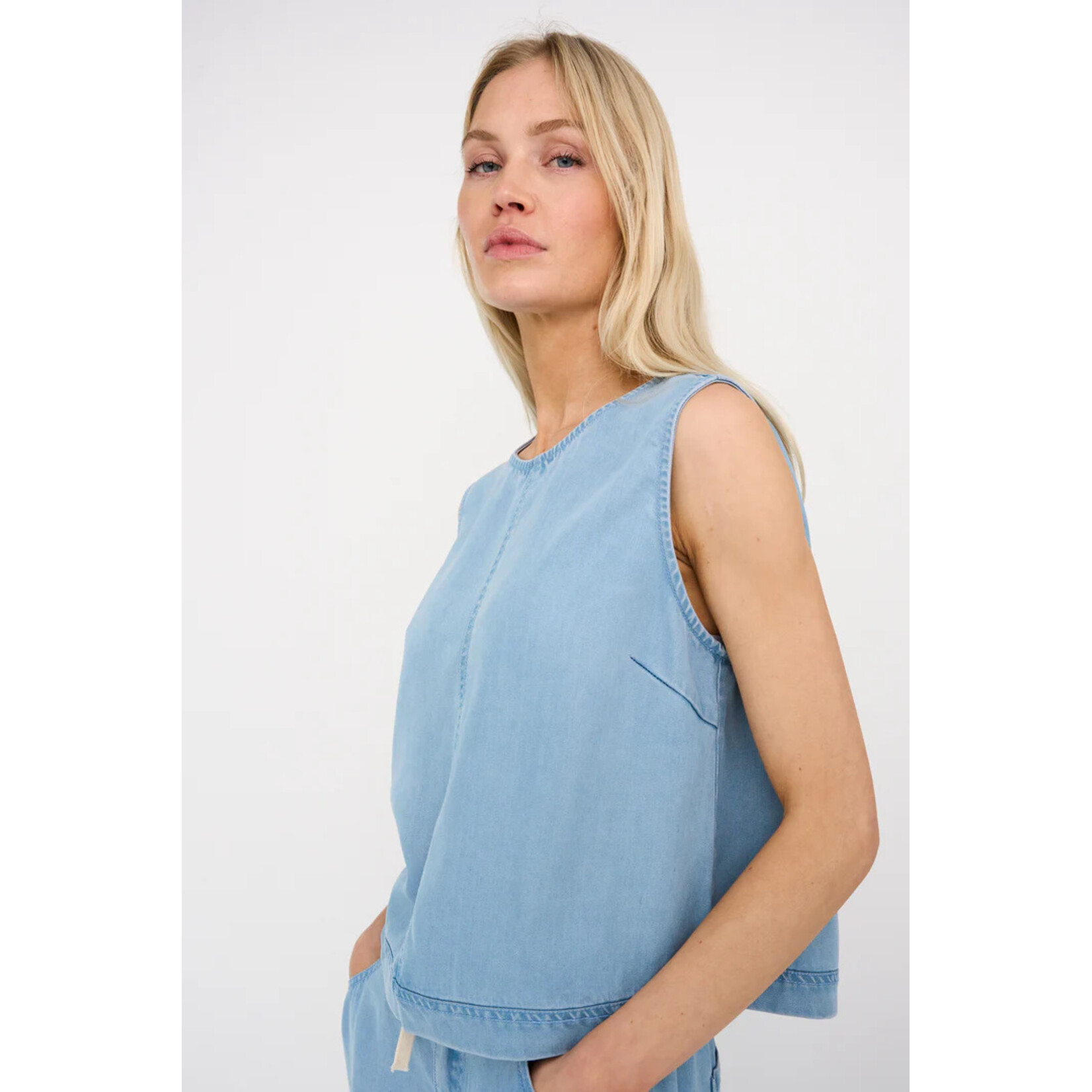 Pieszak Pieszak denim top DREA waves blue