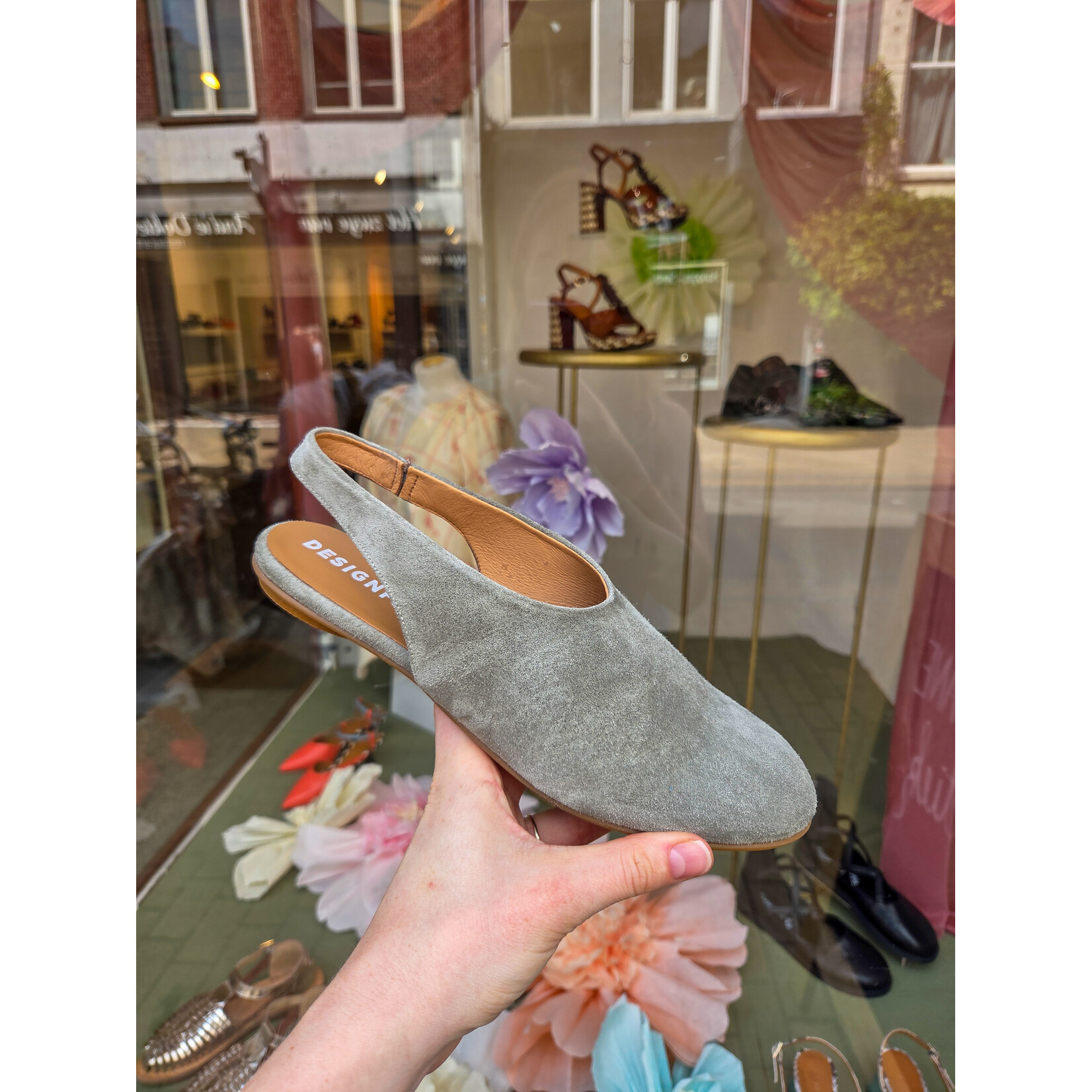 FRANK suede slingback muil ELENA groen