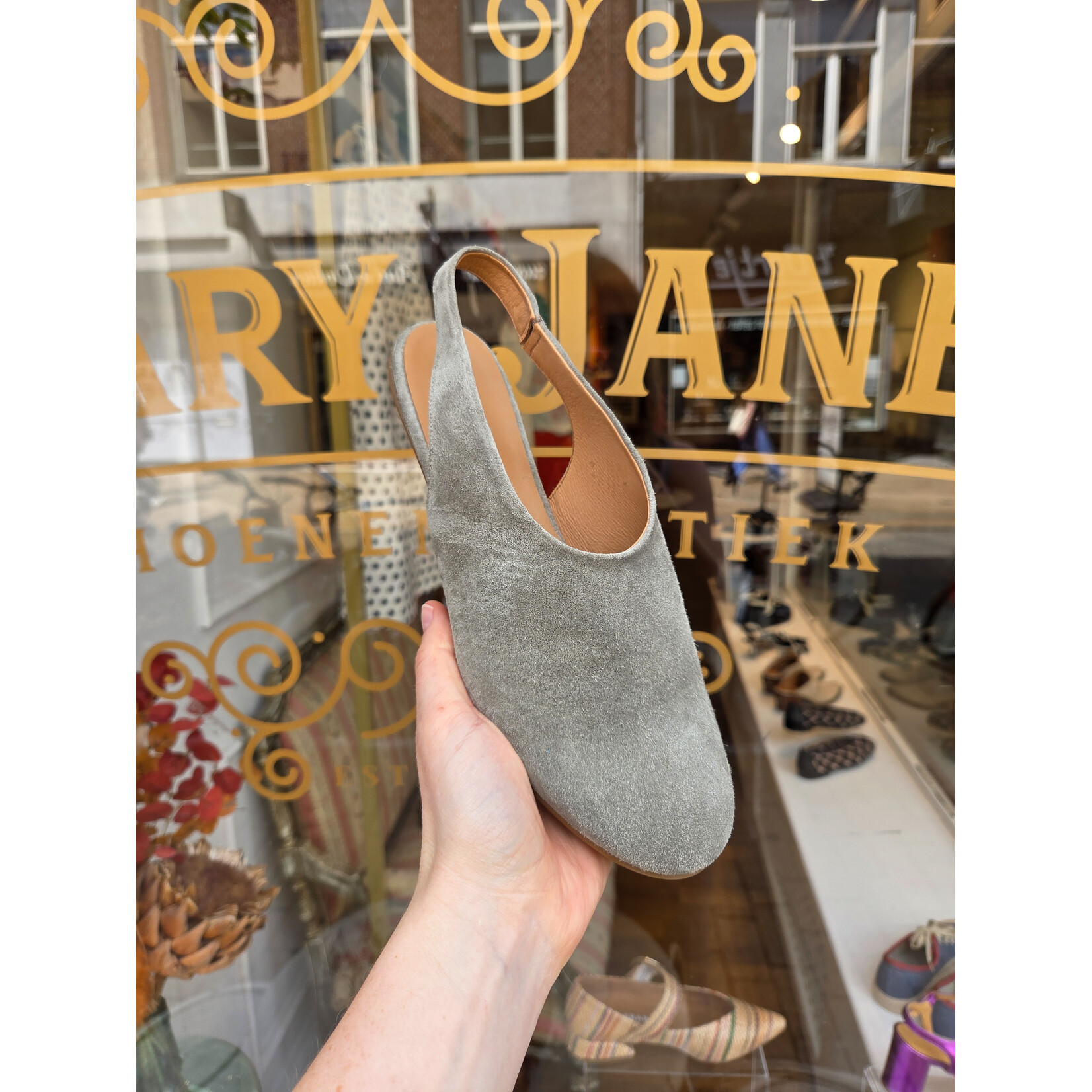 FRANK suede slingback muil ELENA groen