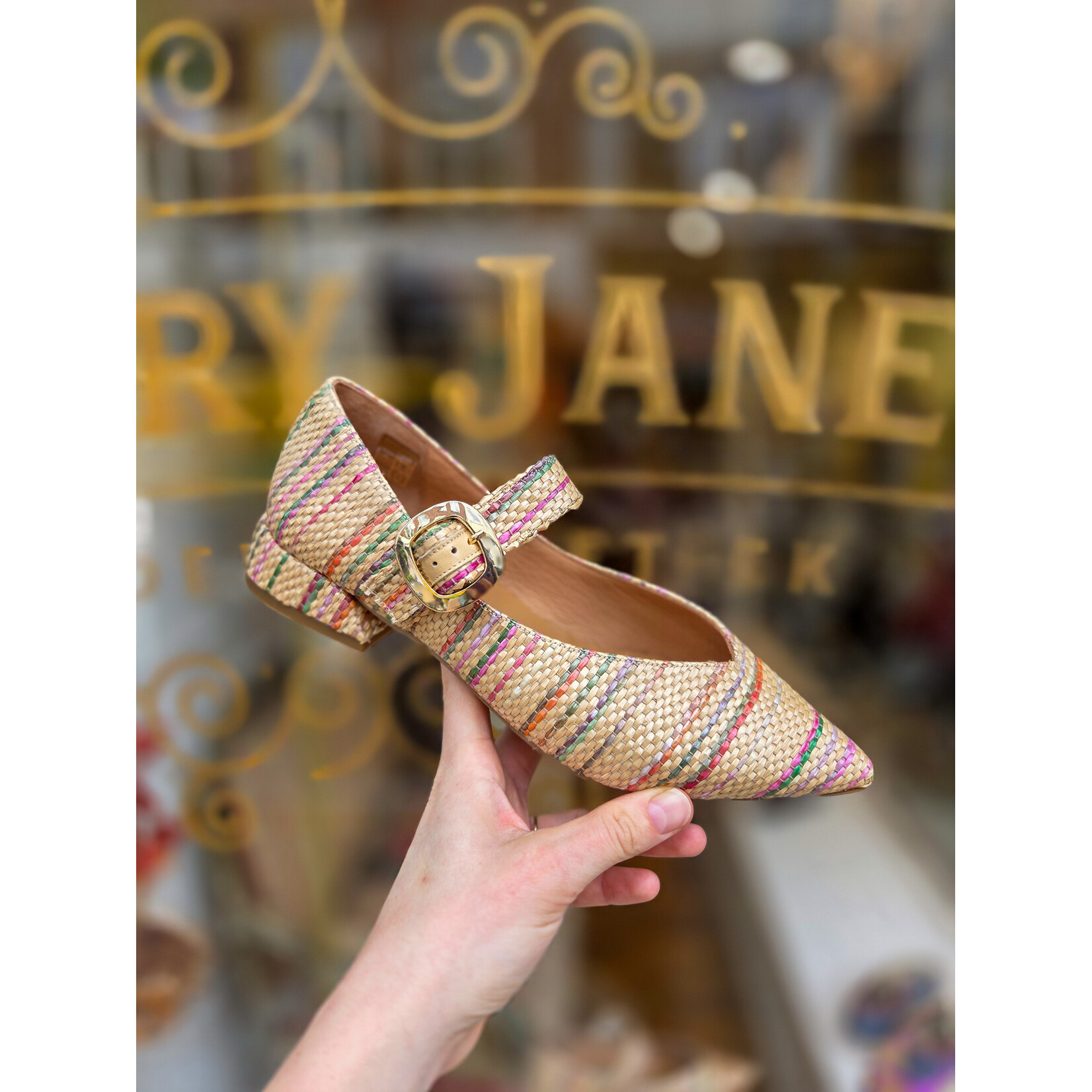 FRANK instapper gesp raffia CLUE multi