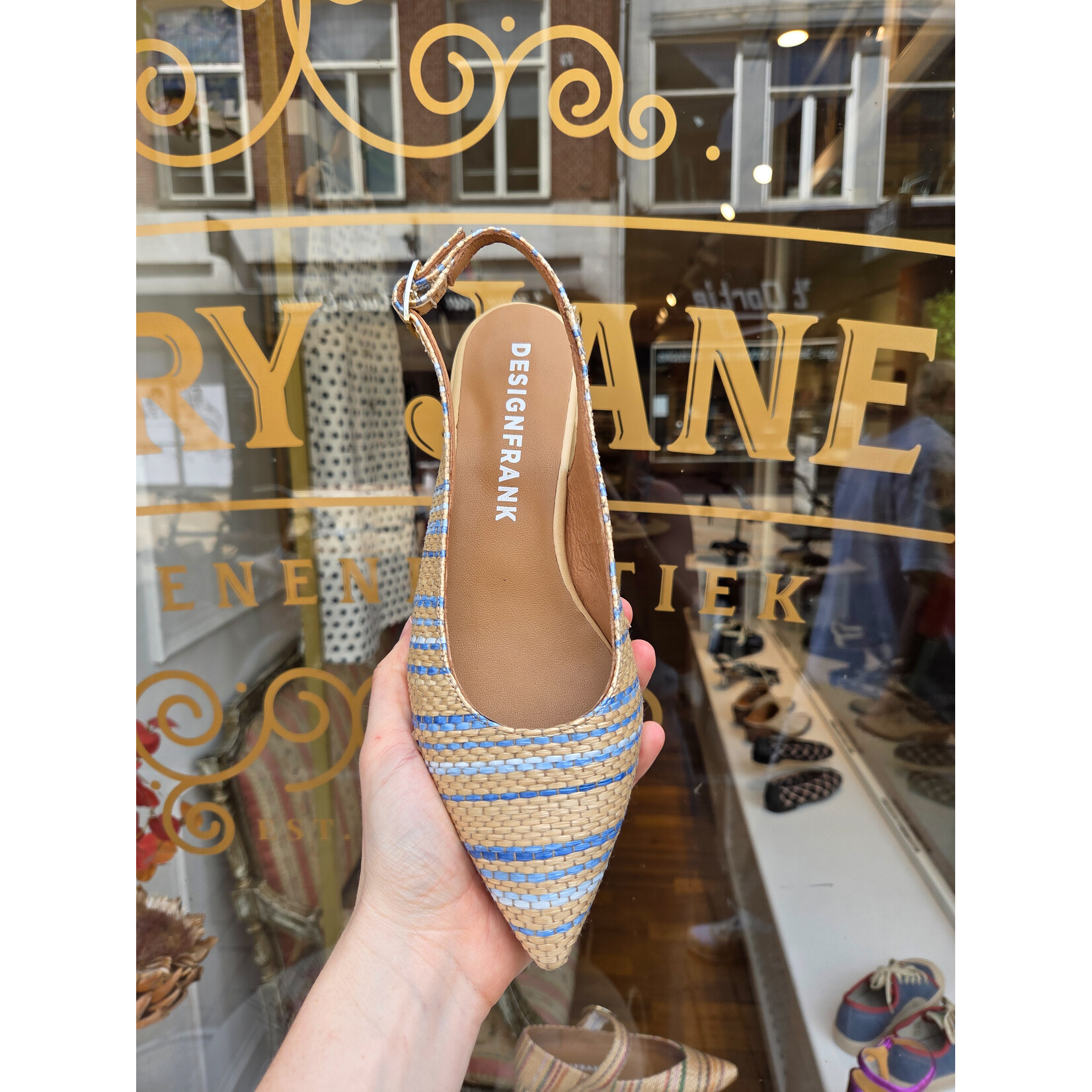 FRANK slingback raffia TAILANDIA blauw/raffia