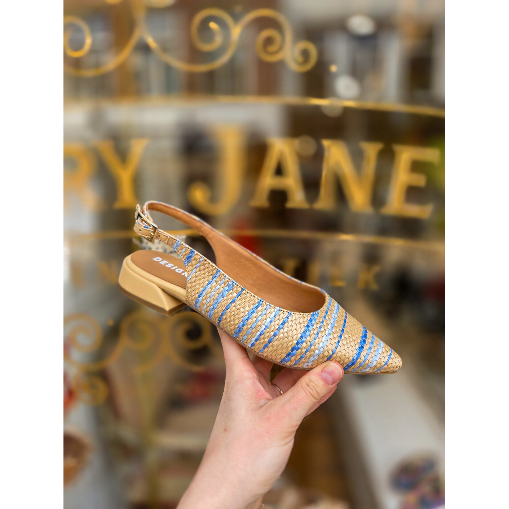 FRANK slingback raffia TAILANDIA blauw/raffia