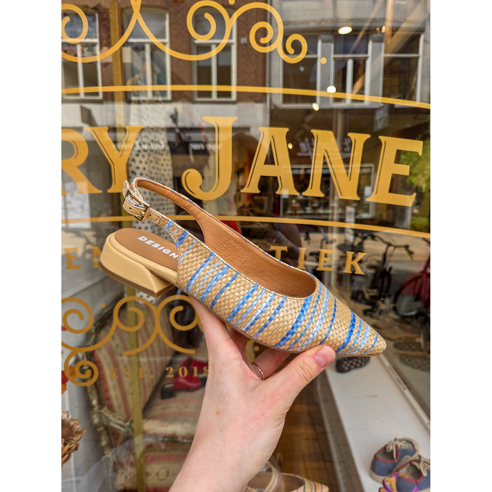 FRANK slingback raffia TAILANDIA blauw/raffia