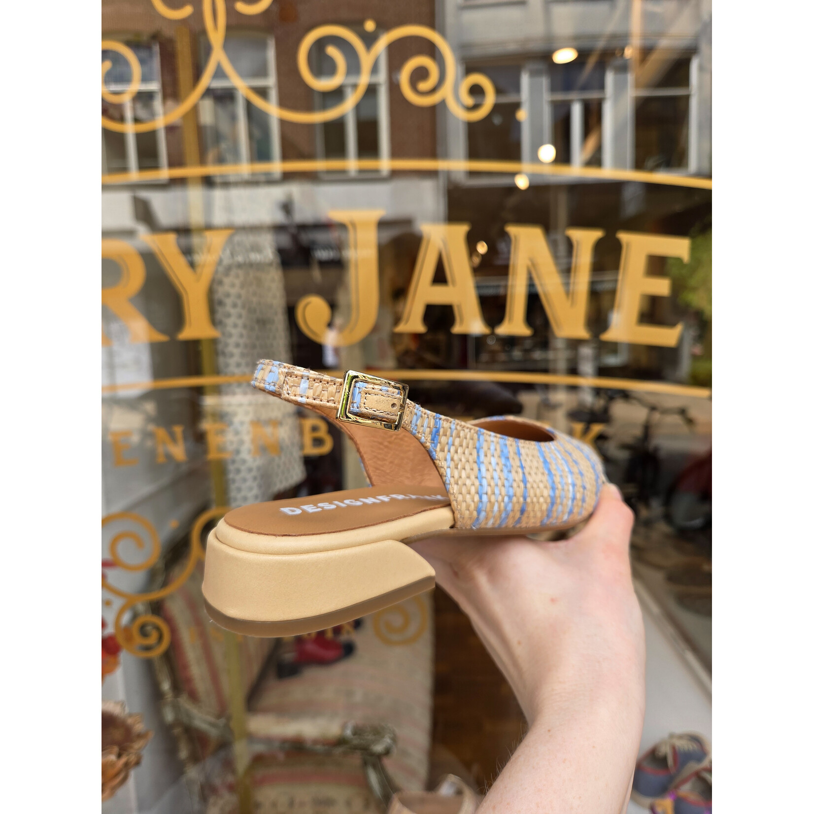 FRANK slingback raffia TAILANDIA blauw/raffia