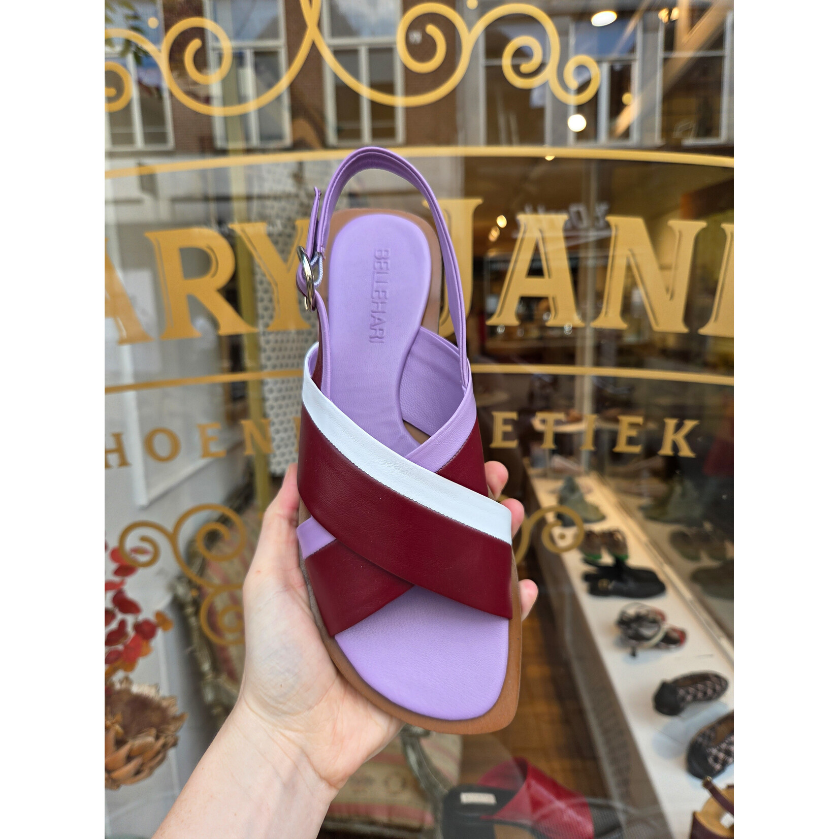 BELLEHARI Bellehari sandaal plat AURORE bordeaux/roze
