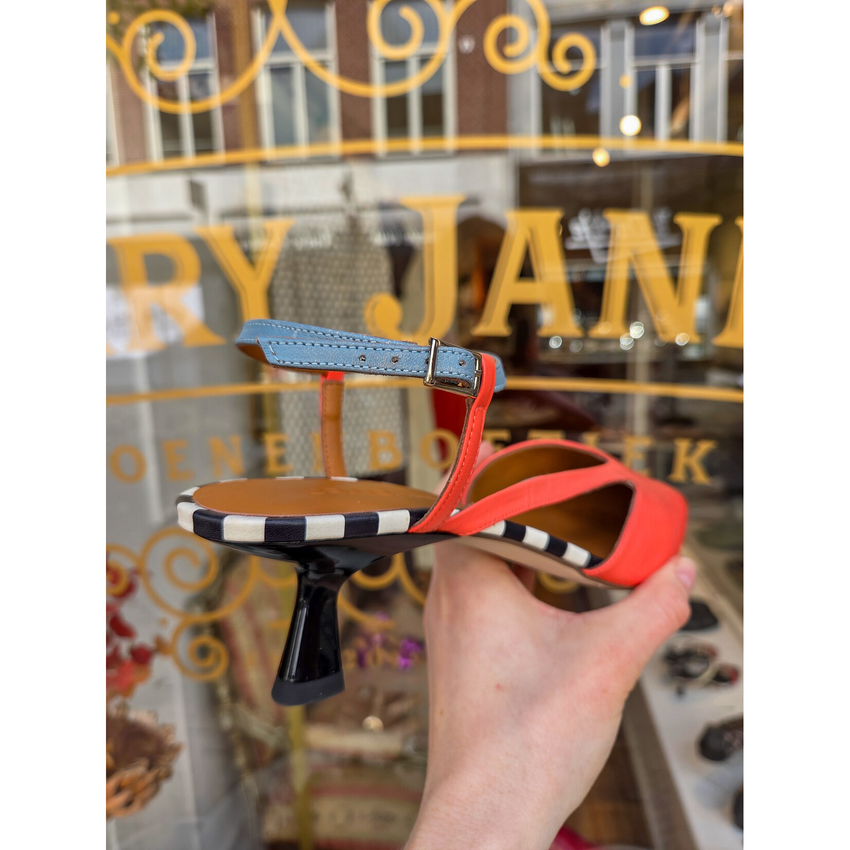 BELLEHARI Bellehari leren pump tibet orange POLLOCK oranje