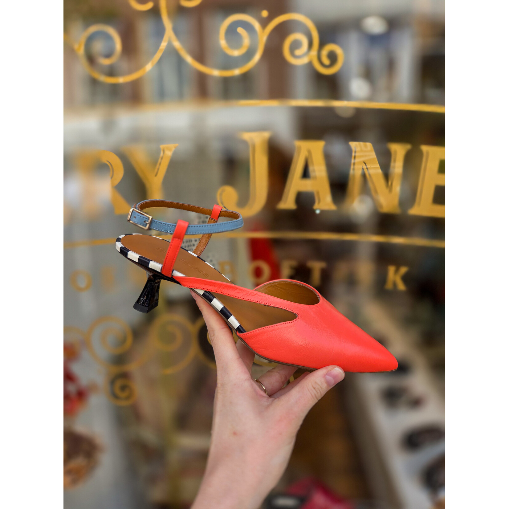 BELLEHARI Bellehari leren pump tibet orange POLLOCK oranje