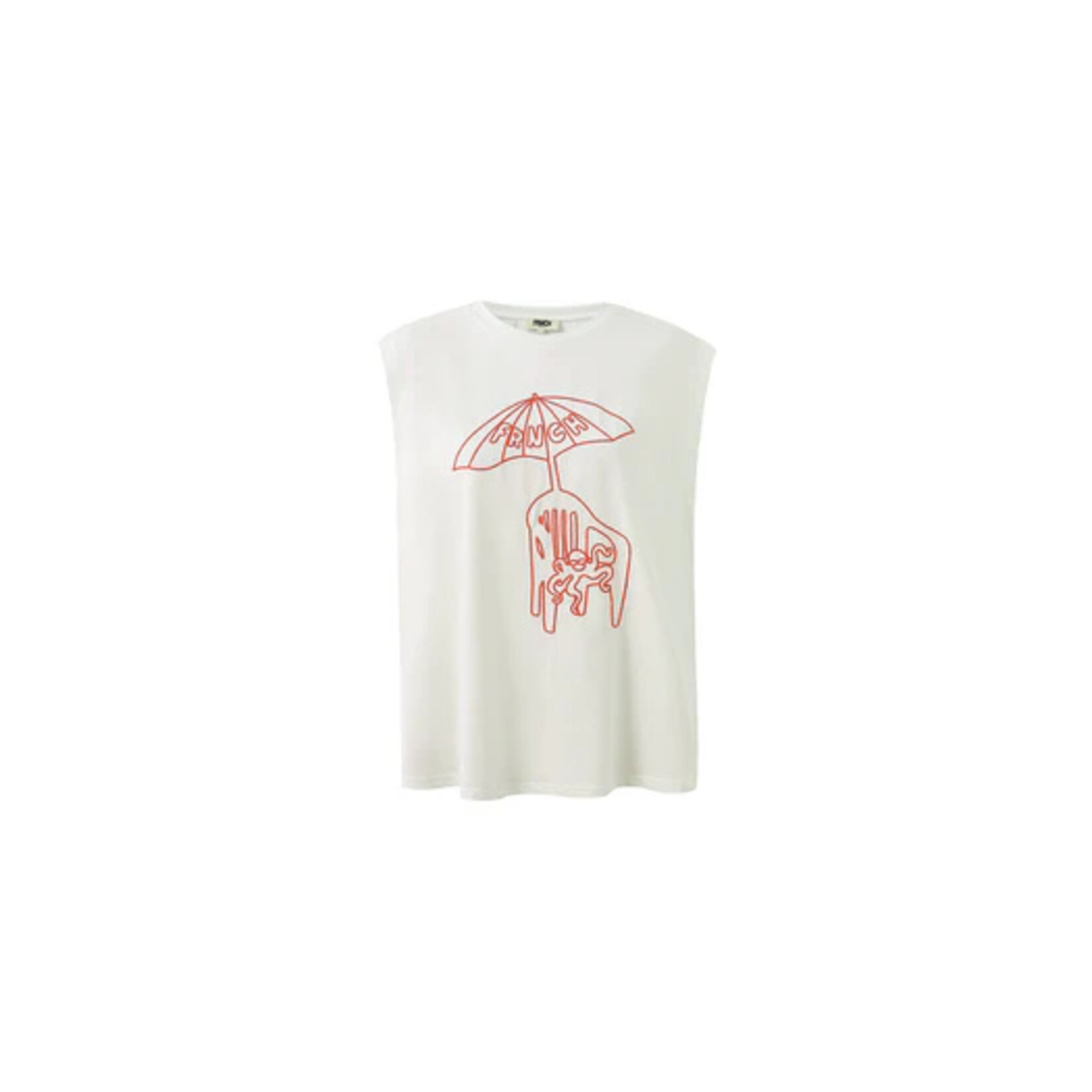 FRNCH  FRNCH tshirt katoen print SANTINO wit/koraal