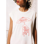 FRNCH FRNCH tshirt katoen print SANTINO wit/koraal