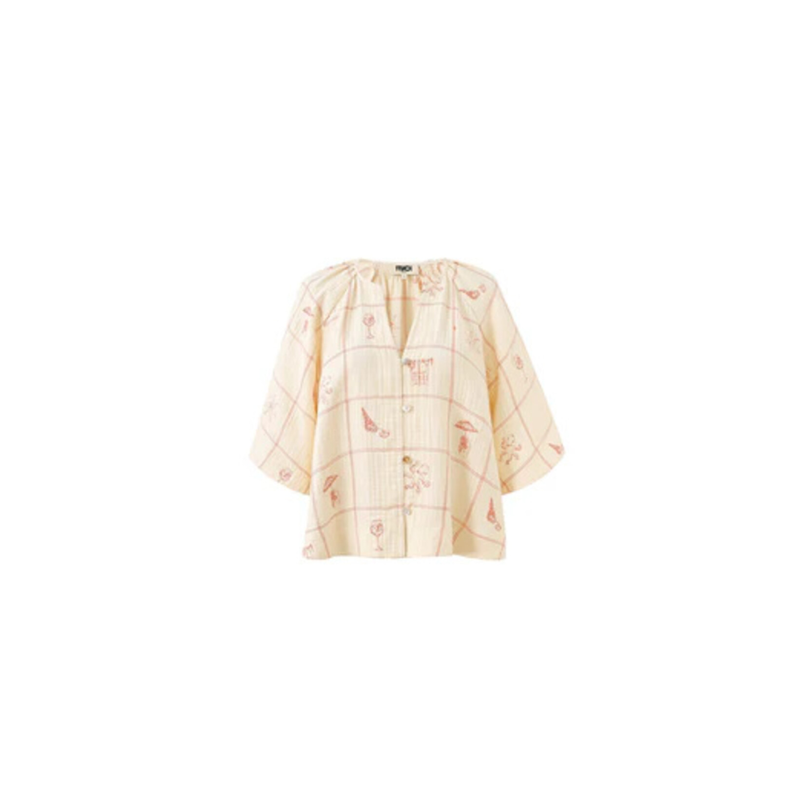 FRNCH FRNCH zomerpak katoen top/blouse ALESSANDRO koraal/creme